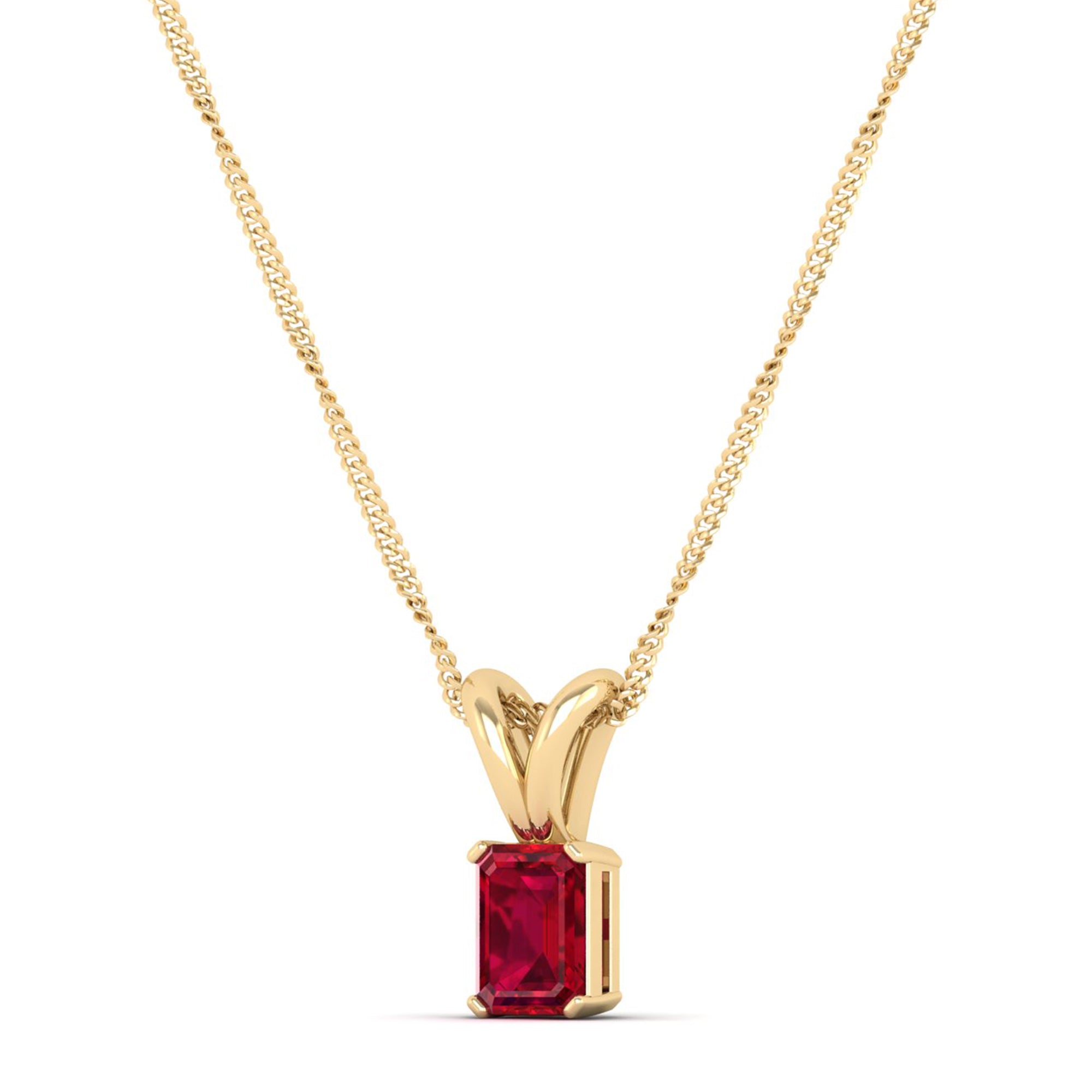 Emerald Cut Ruby Pendant 0.50 Carat