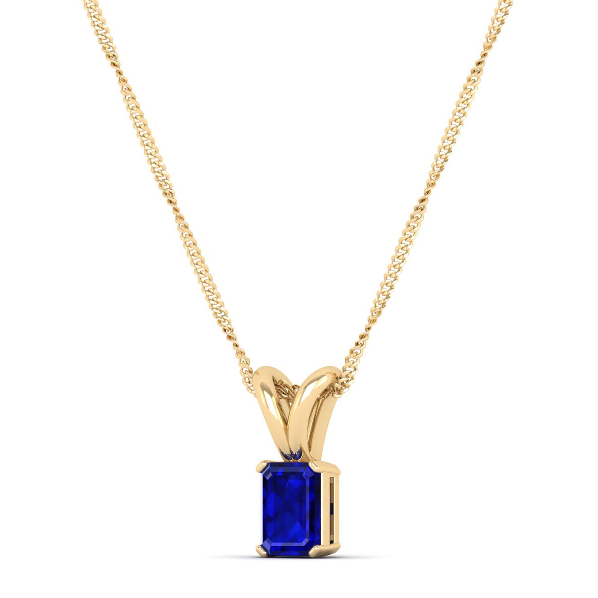 Emerald Cut Sapphire Pendant 0.50 Carat