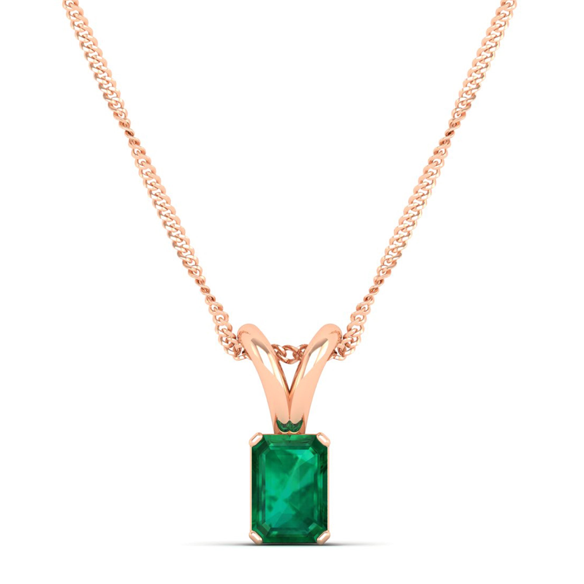 Emerald Cut Emerald Gemstone Pendant 1.0 Carat