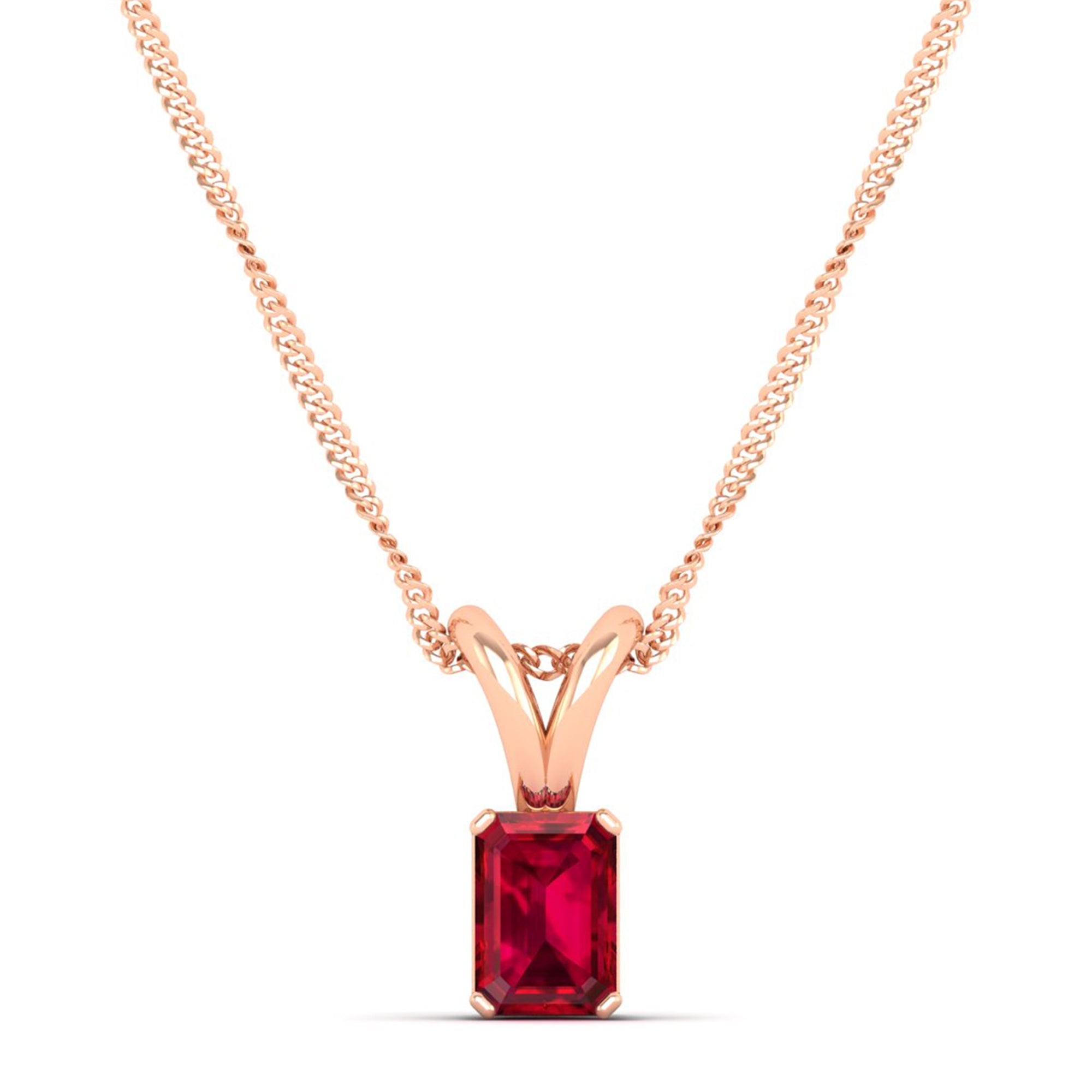 Emerald Cut Ruby Gemstone Pendant 1.0 Carat