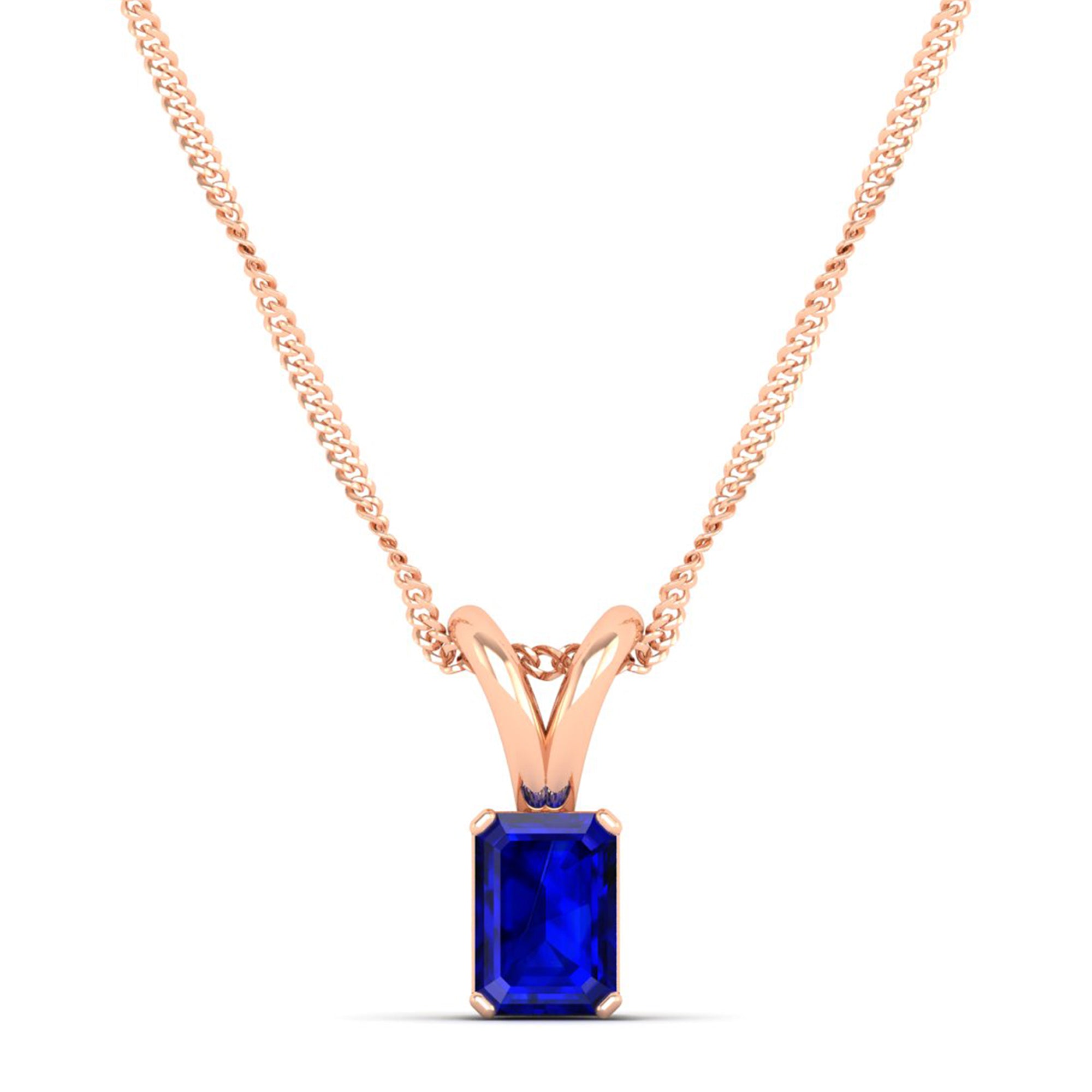 Emerald Cut Sapphire Gemstone Pendant 1.0 Carat