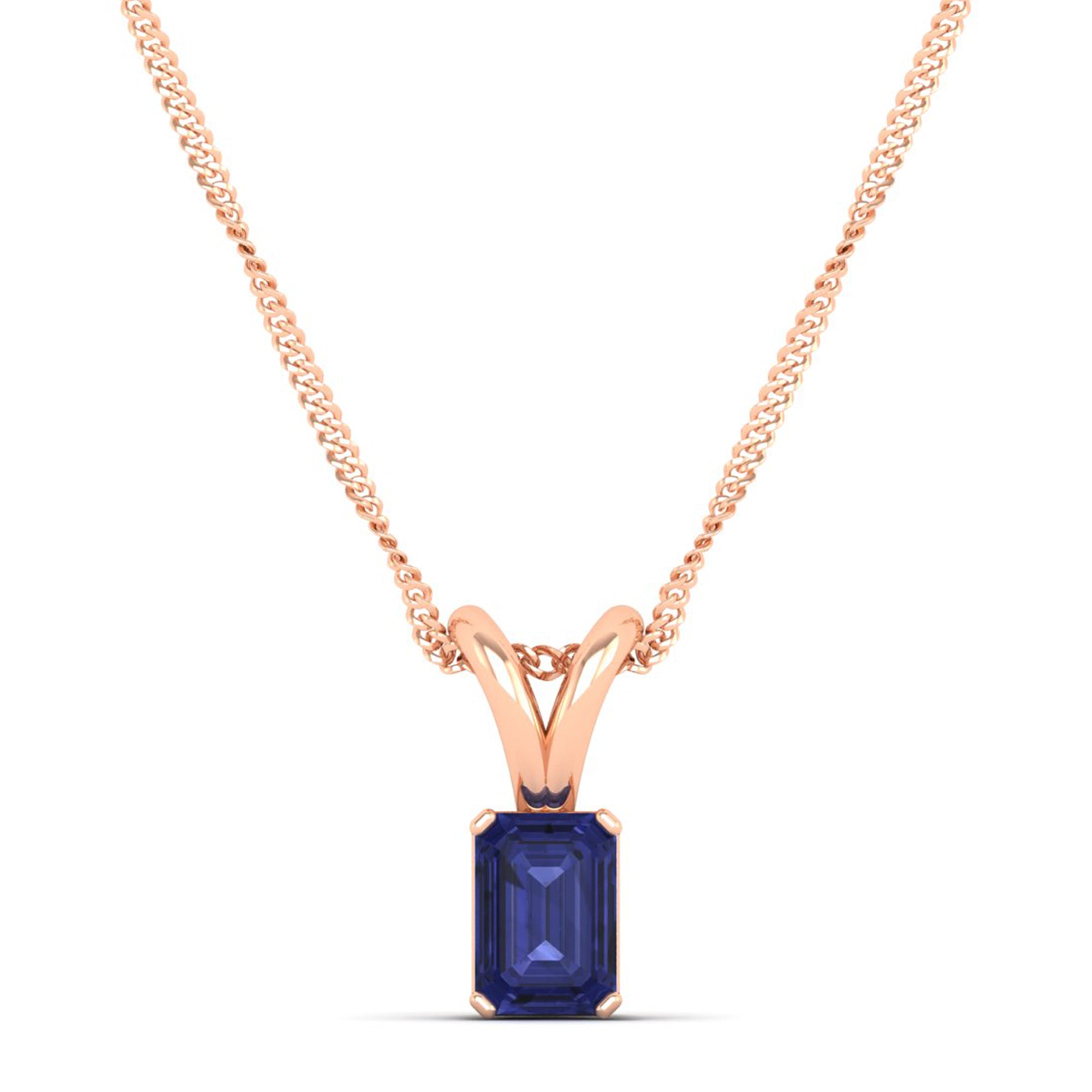 Emerald Cut Tanzanite Gemstone Pendant 1.0 Carat