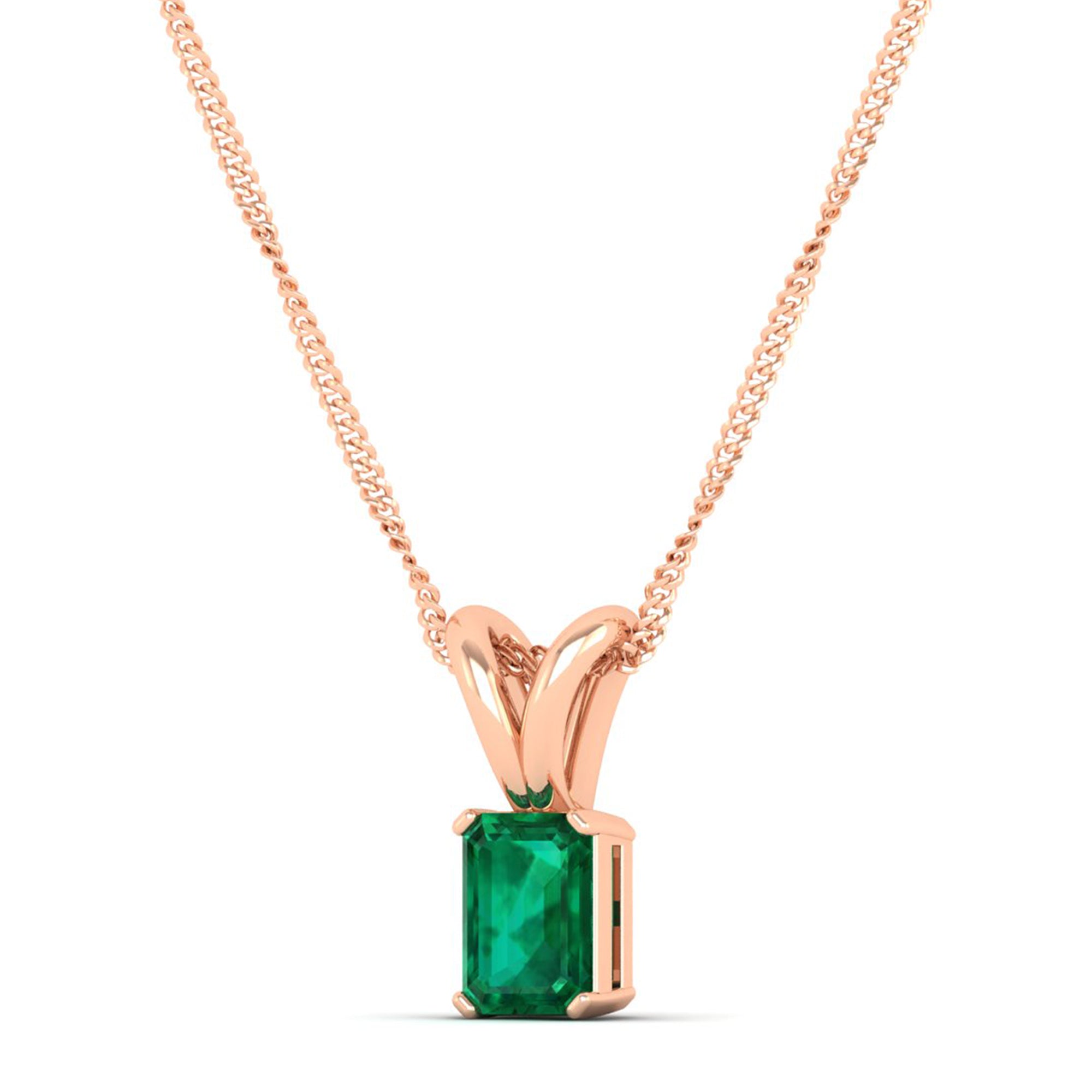 Emerald Cut Emerald Gemstone Pendant 1.0 Carat