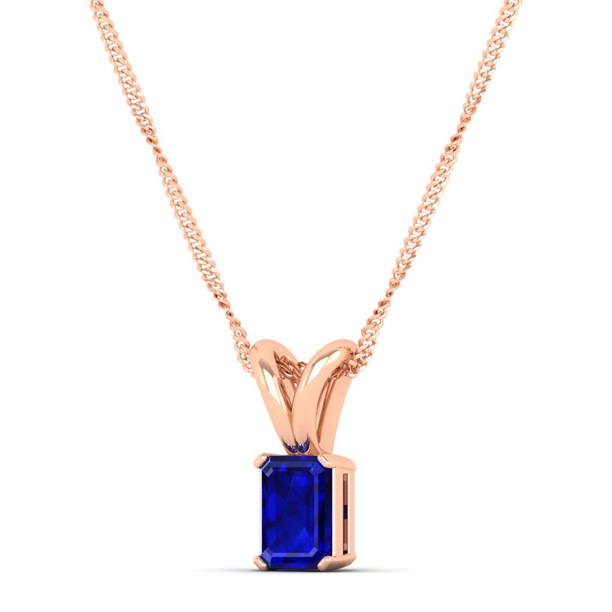 Emerald Cut Sapphire Gemstone Pendant 1.0 Carat