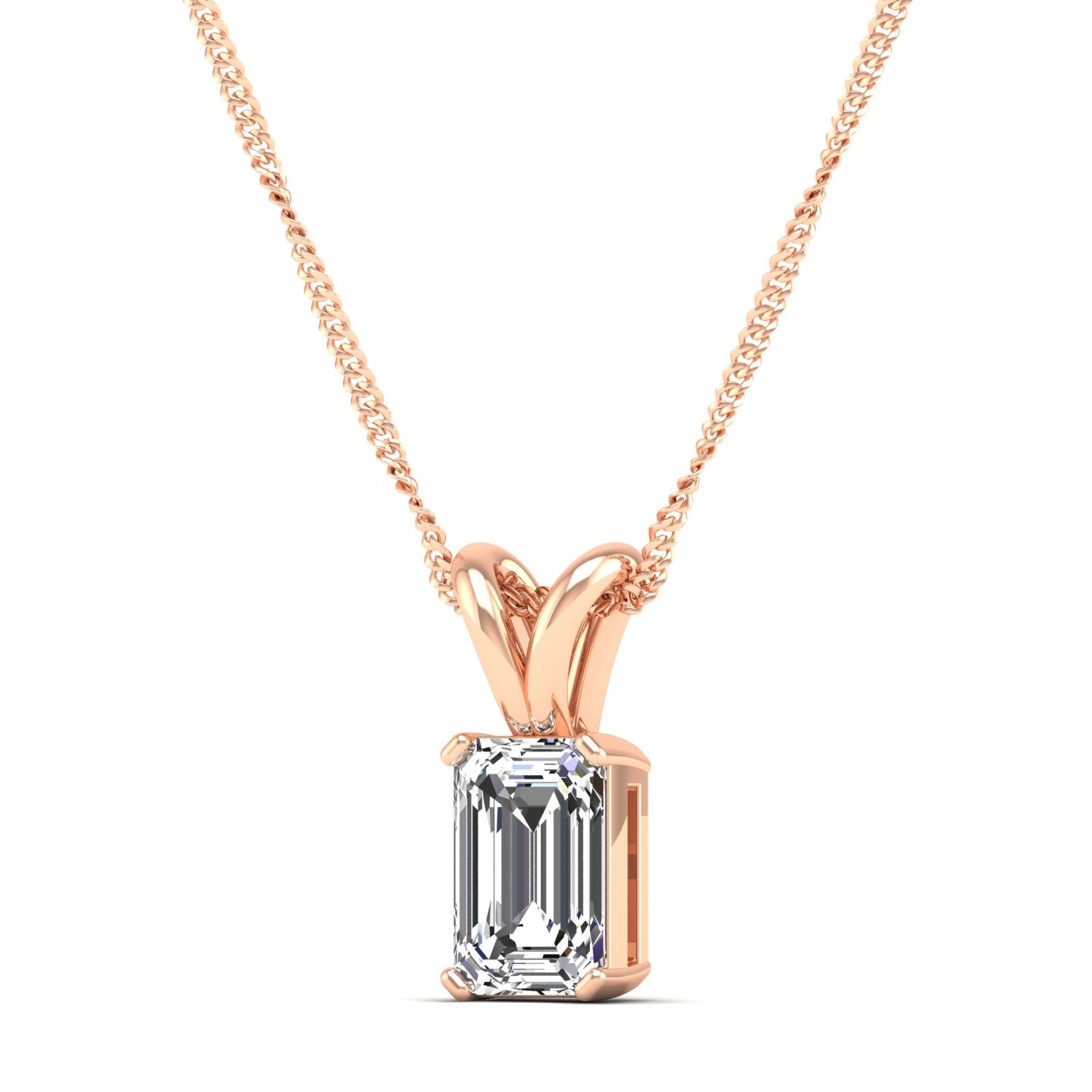 Emerald Cut Lab Grown Diamond Pendant 1.0 Carat