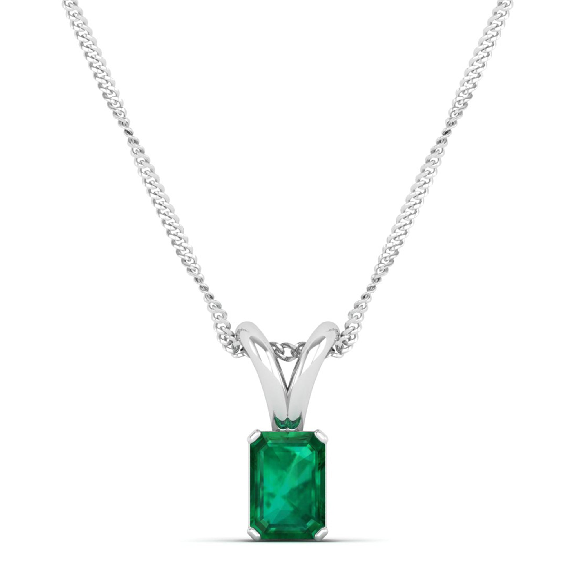 Emerald Cut Emerald Gemstone Pendant 1.0 Carat