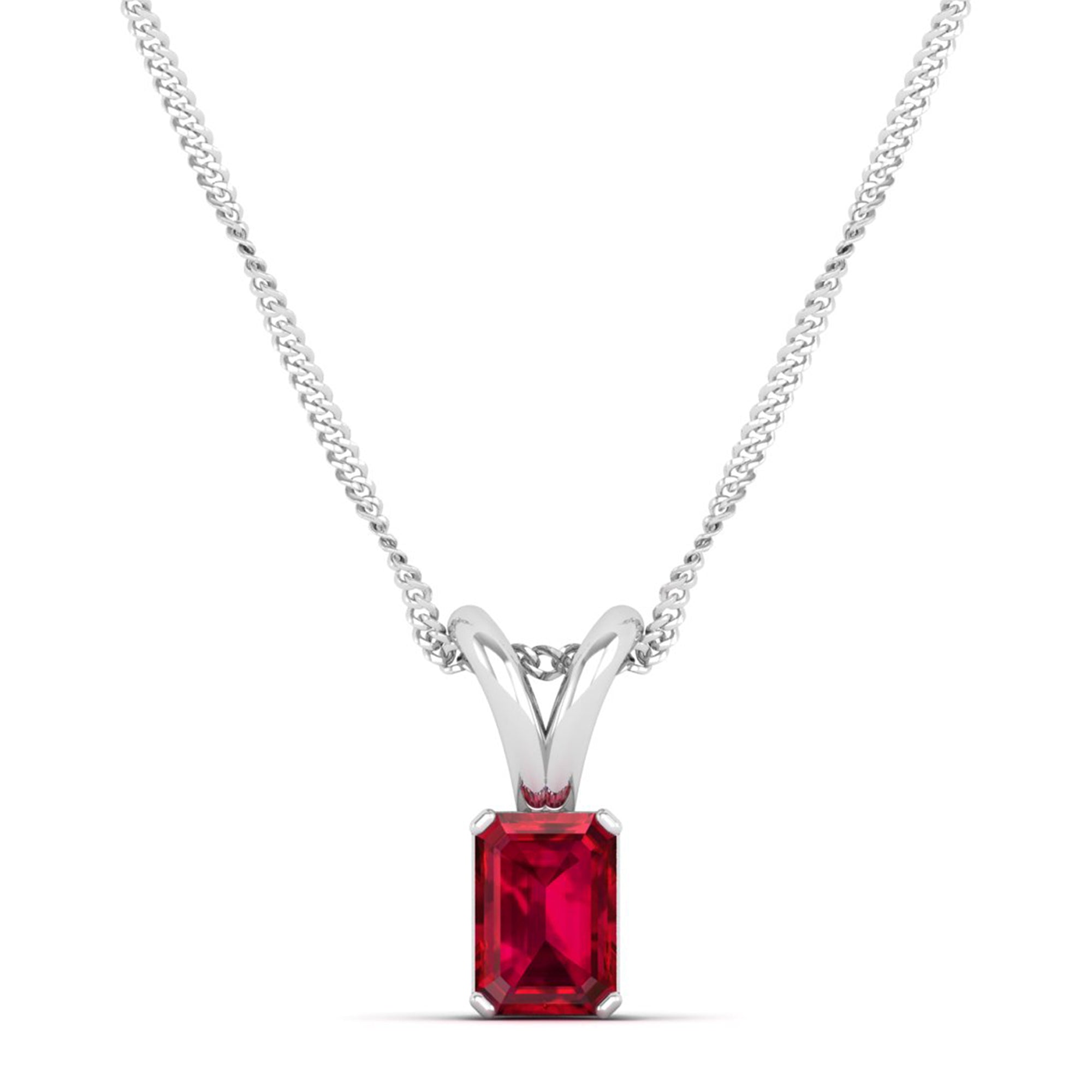 Emerald Cut Ruby Gemstone Pendant 1.0 Carat