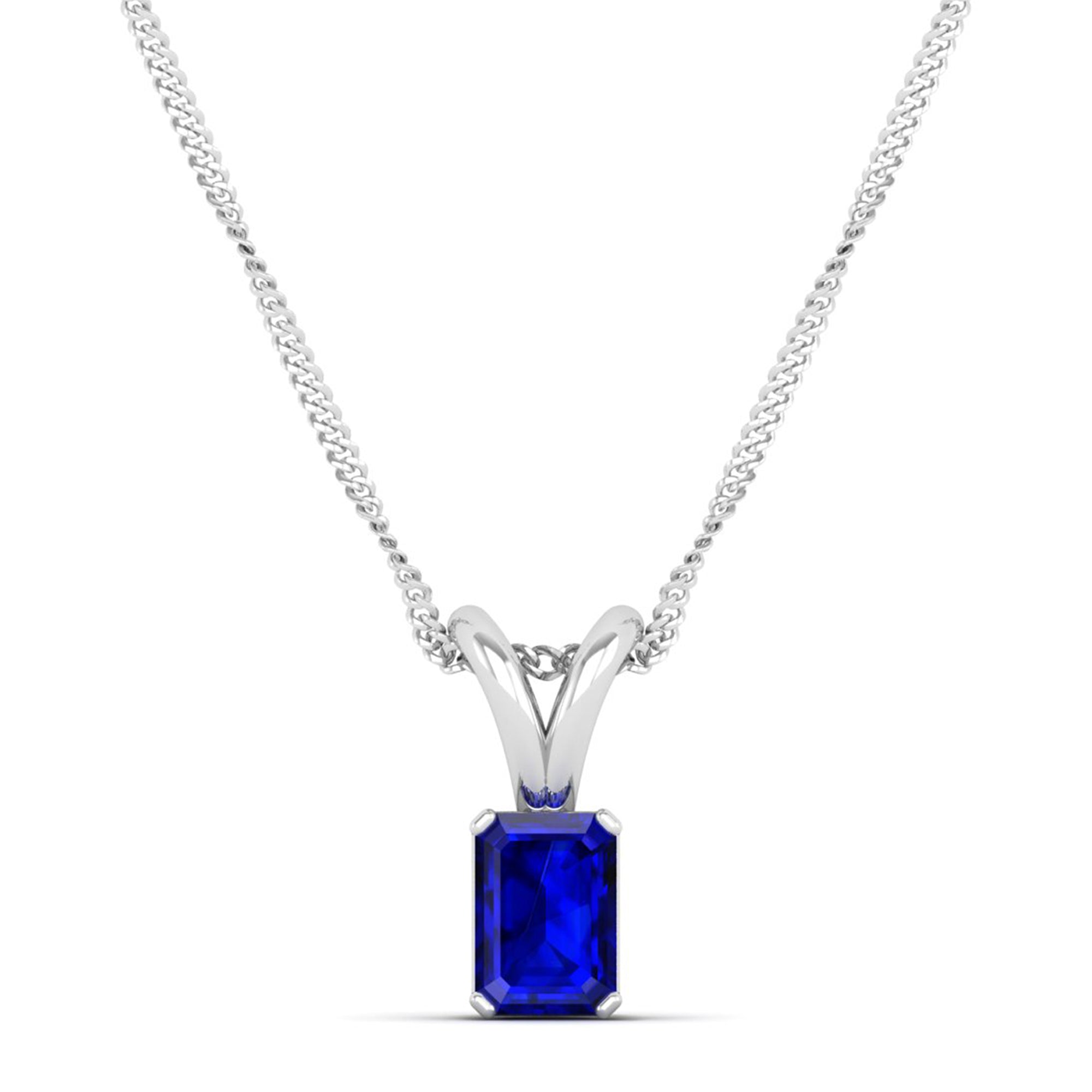 Emerald Cut Sapphire Gemstone Pendant 1.0 Carat