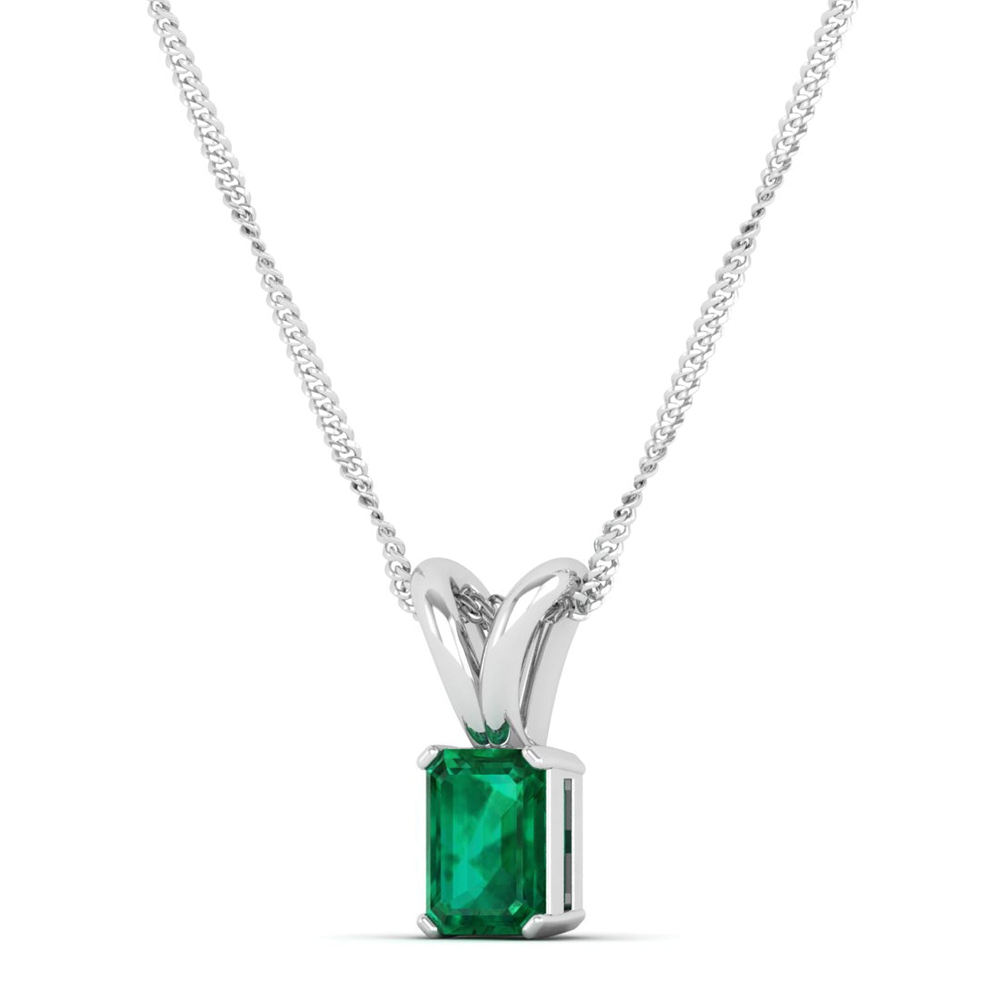 Emerald Cut Emerald Gemstone Pendant 1.0 Carat