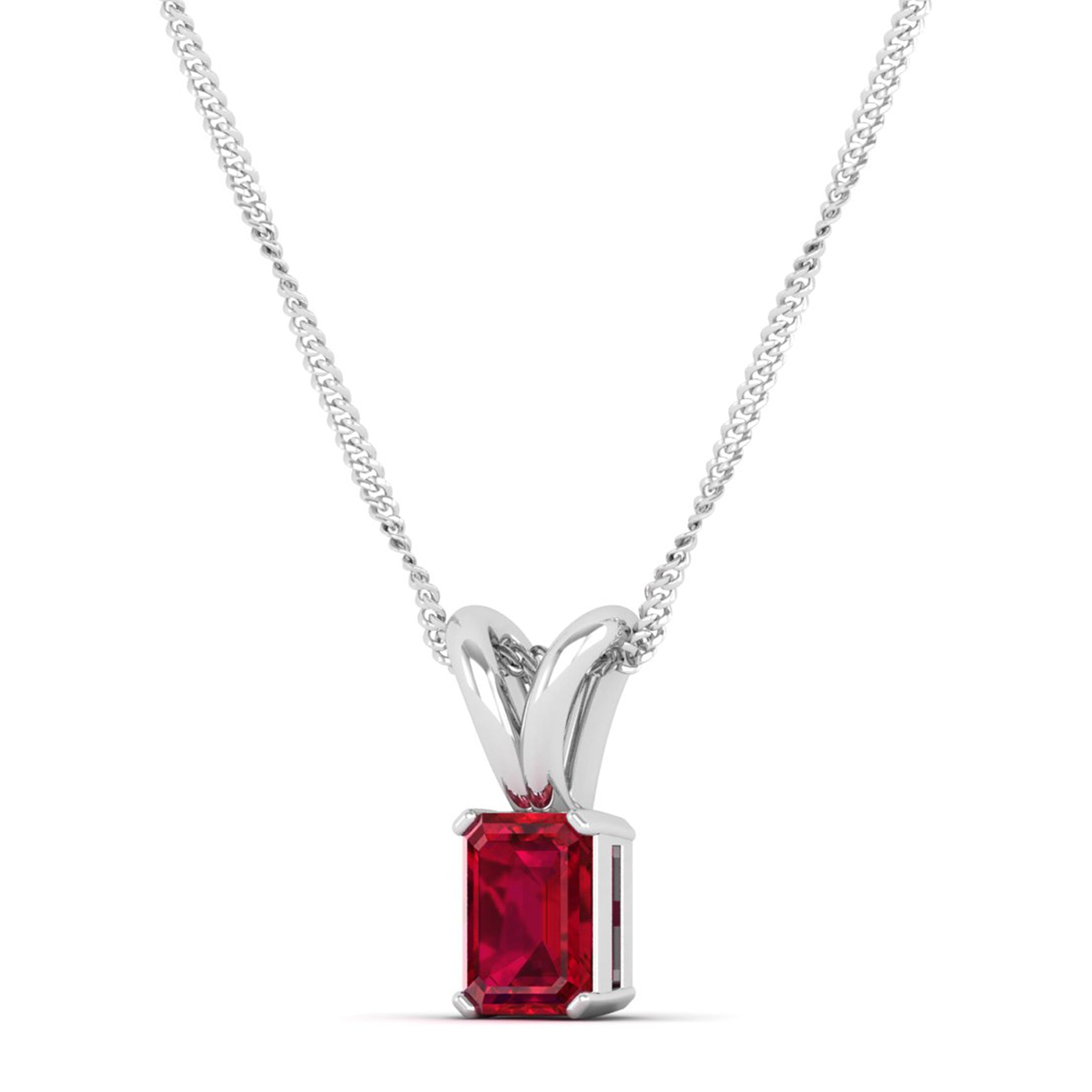 Emerald Cut Ruby Gemstone Pendant 1.0 Carat