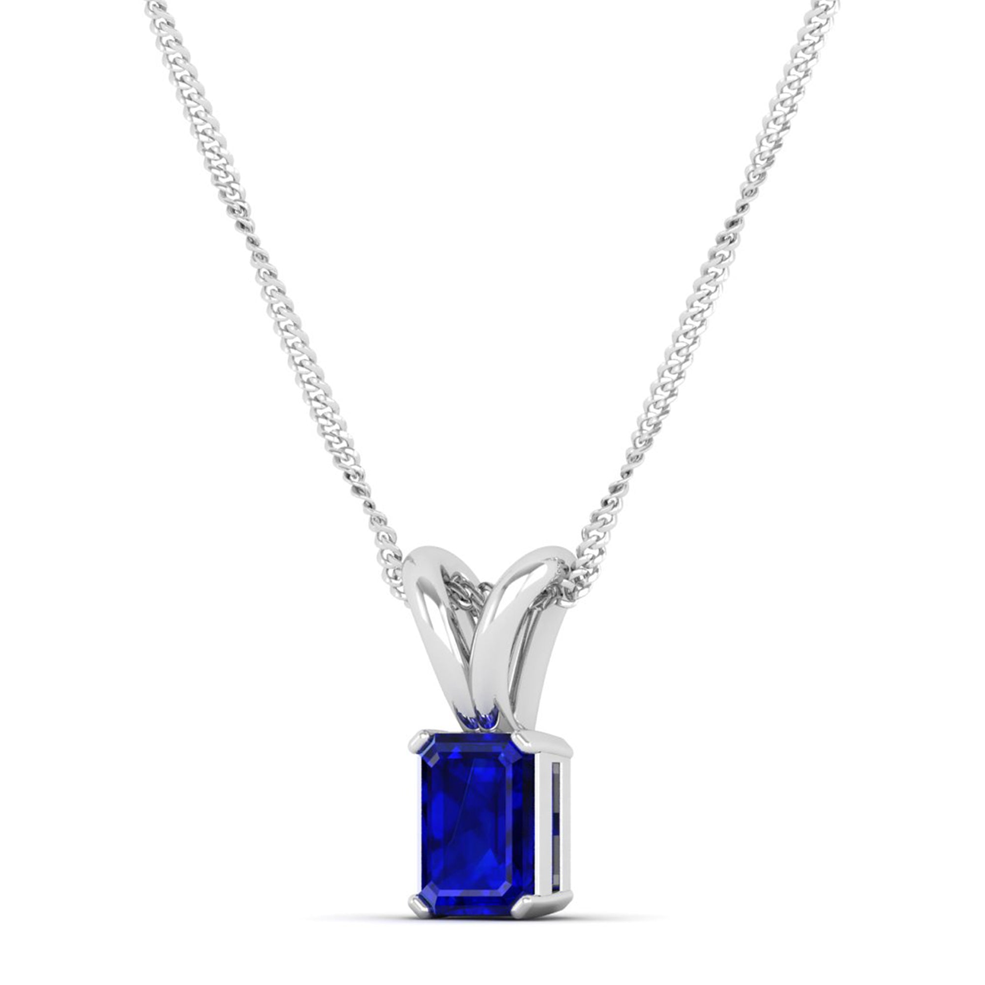Emerald Cut Sapphire Gemstone Pendant 1.0 Carat