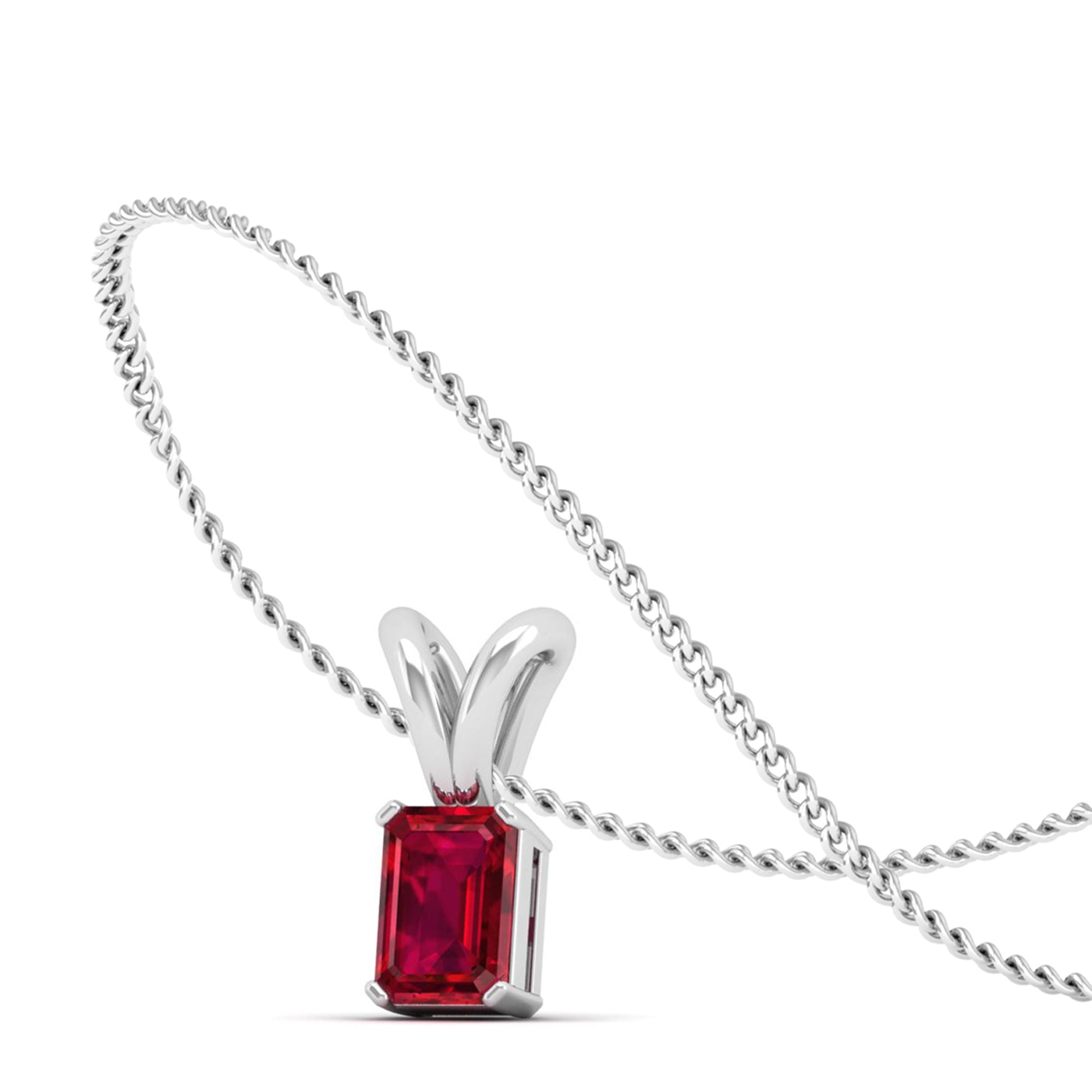 Emerald Cut Ruby Gemstone Pendant 1.0 Carat