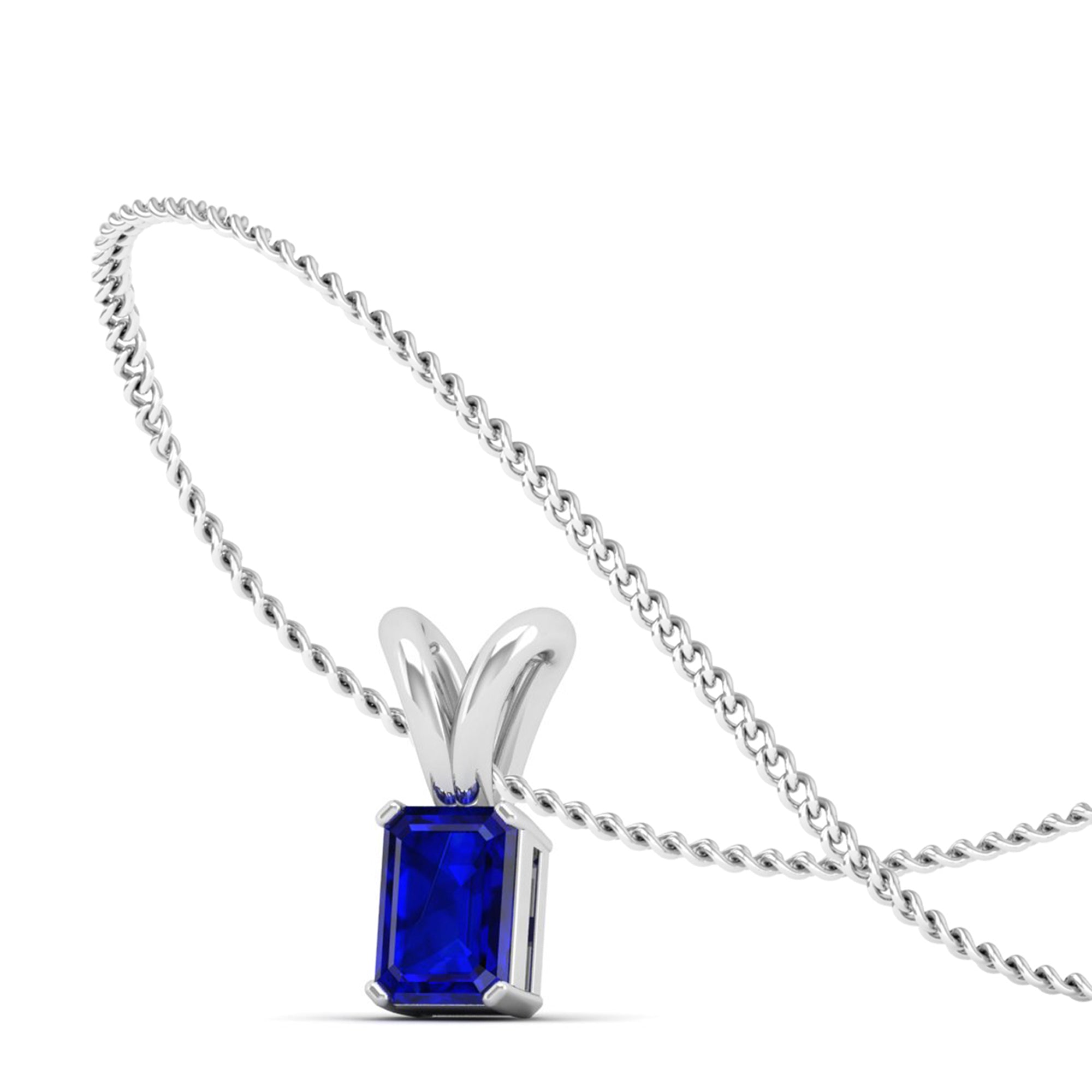 Emerald Cut Sapphire Gemstone Pendant 1.0 Carat