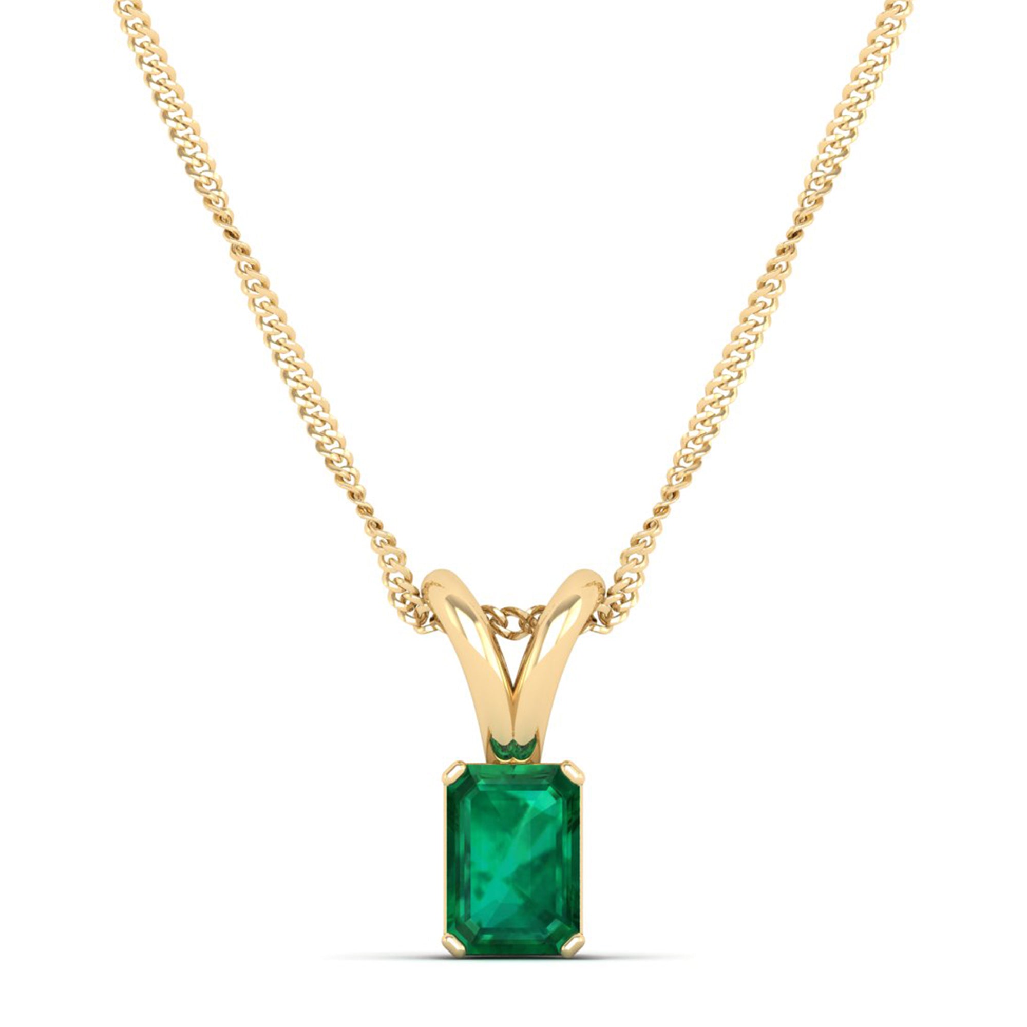 Emerald Cut Emerald Gemstone Pendant 1.0 Carat