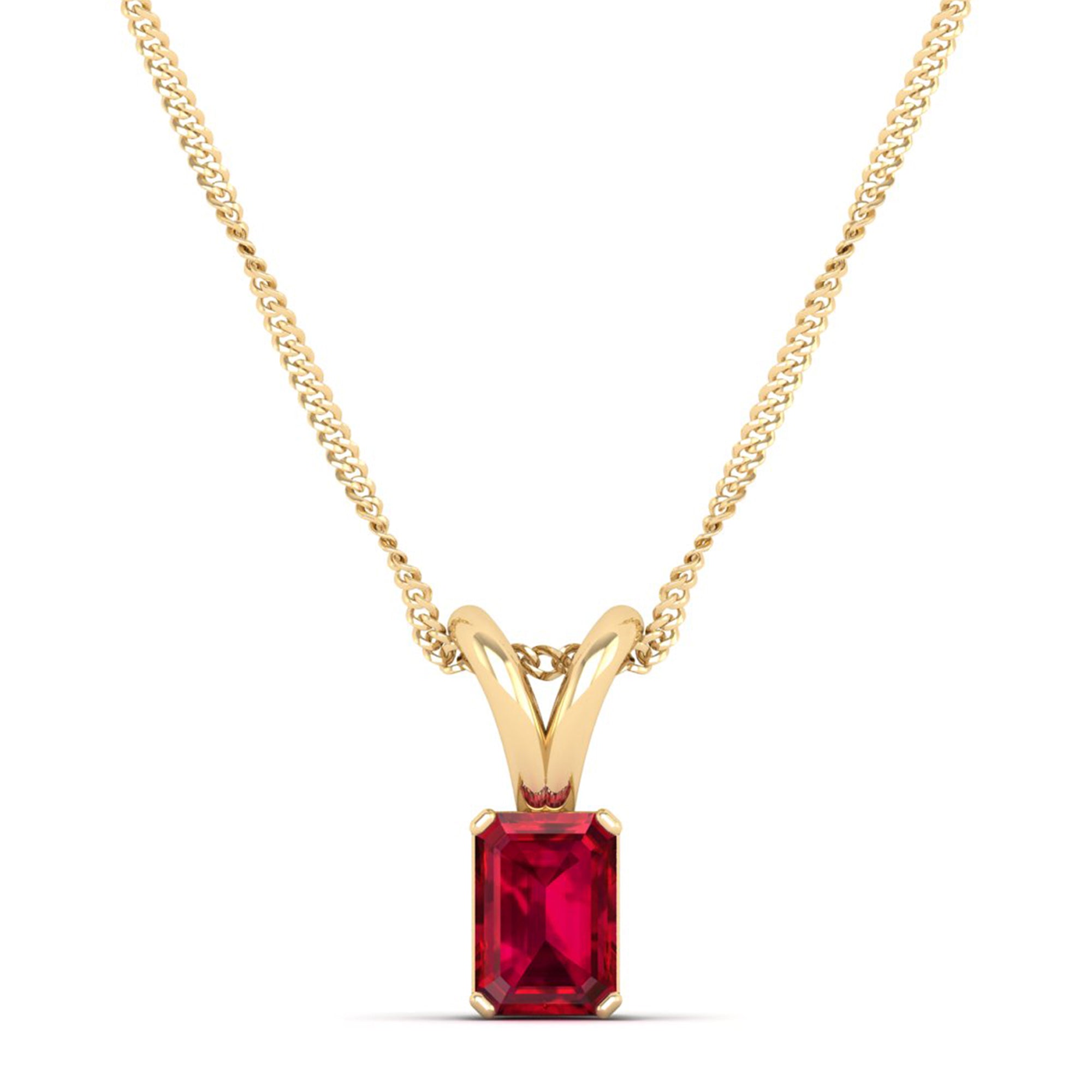 Emerald Cut Ruby Gemstone Pendant 1.0 Carat