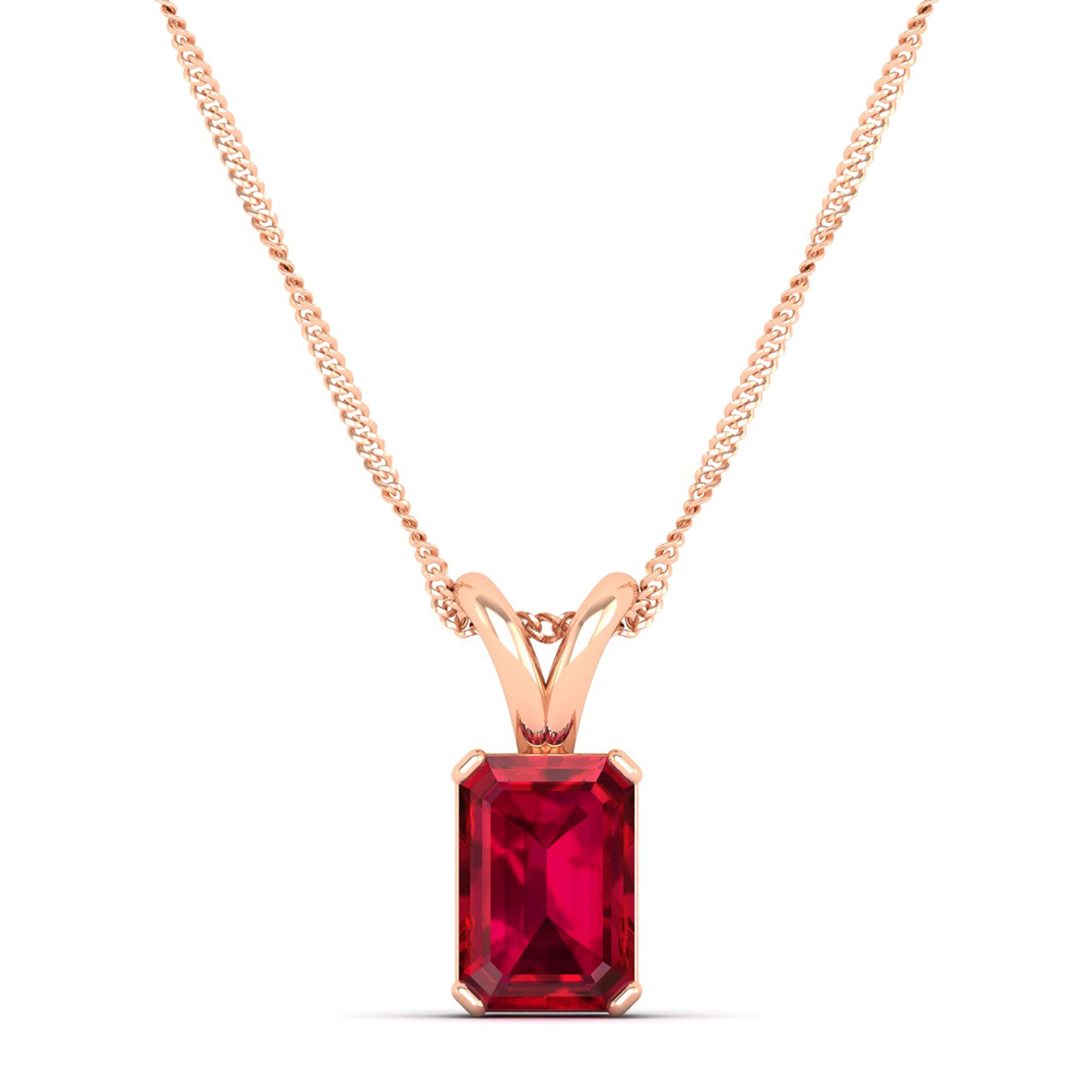 Emerald Cut Ruby Gemstone Pendant 1.50 Carat