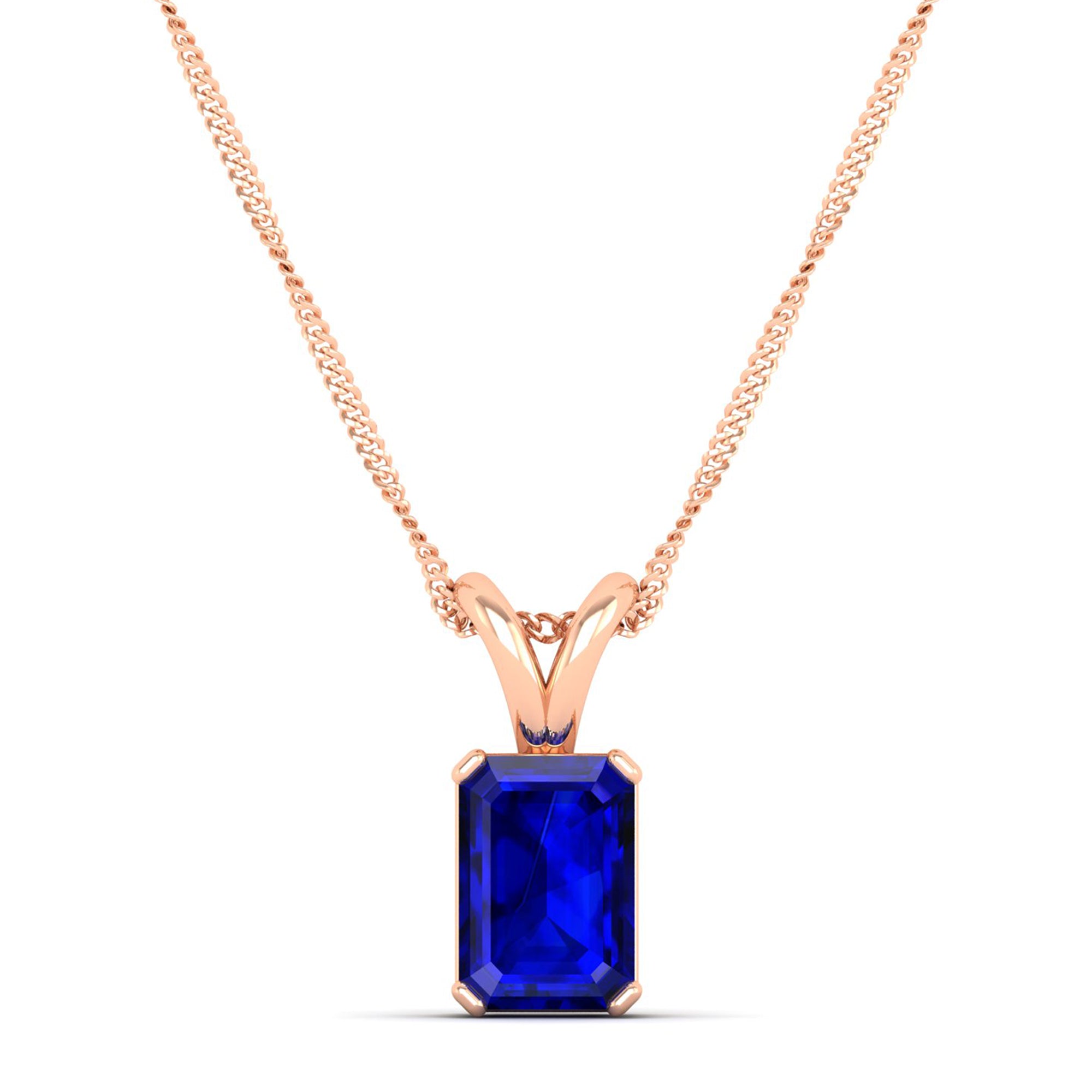 Emerald Cut Sapphire Gemstone Pendant 1.50 Carat