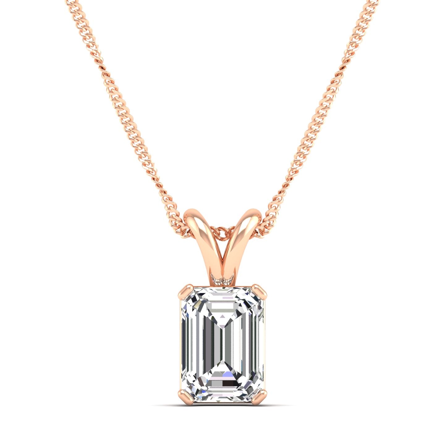 Emerald Cut Lab Grown Diamond Pendant 1.50 Carat