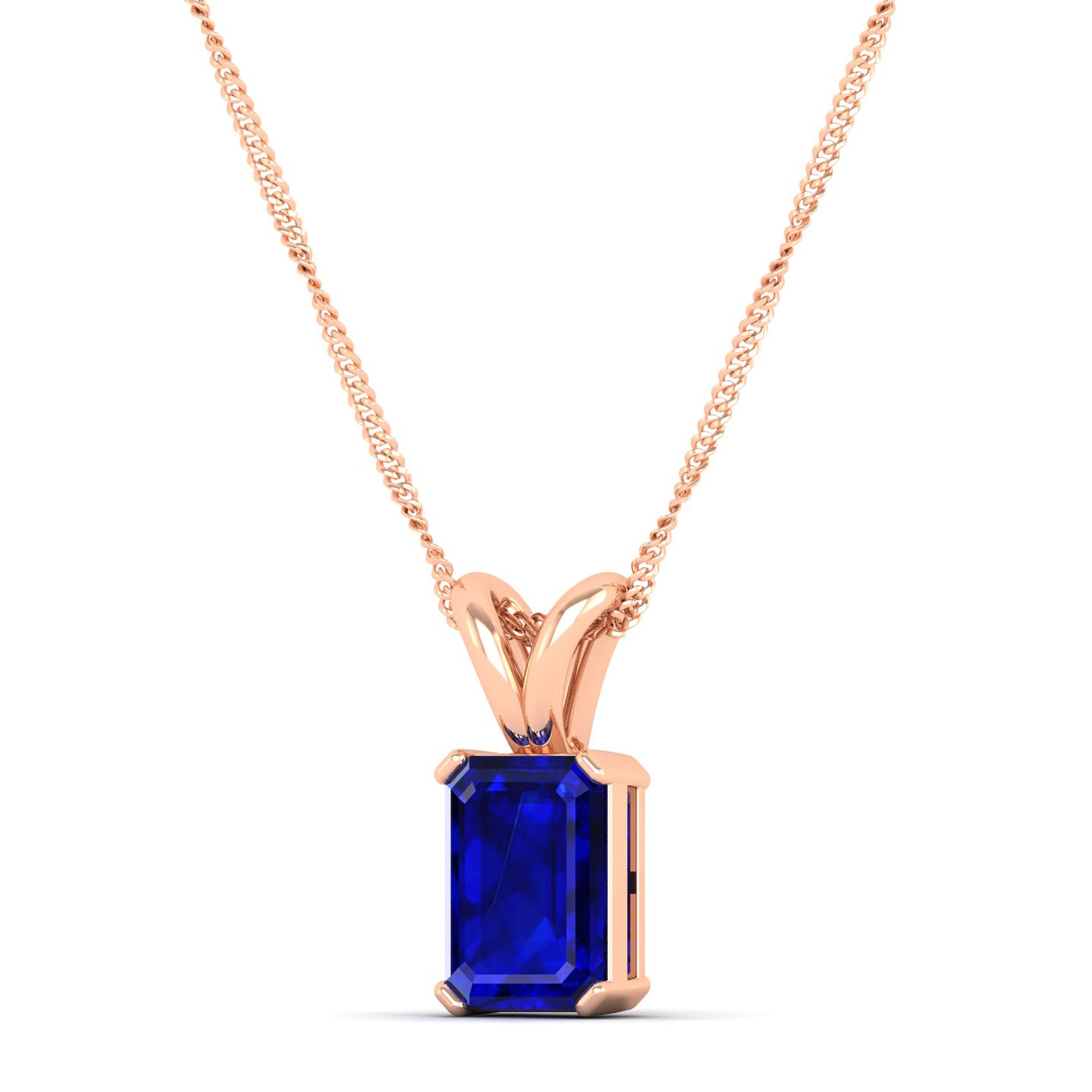 Emerald Cut Sapphire Gemstone Pendant 1.50 Carat