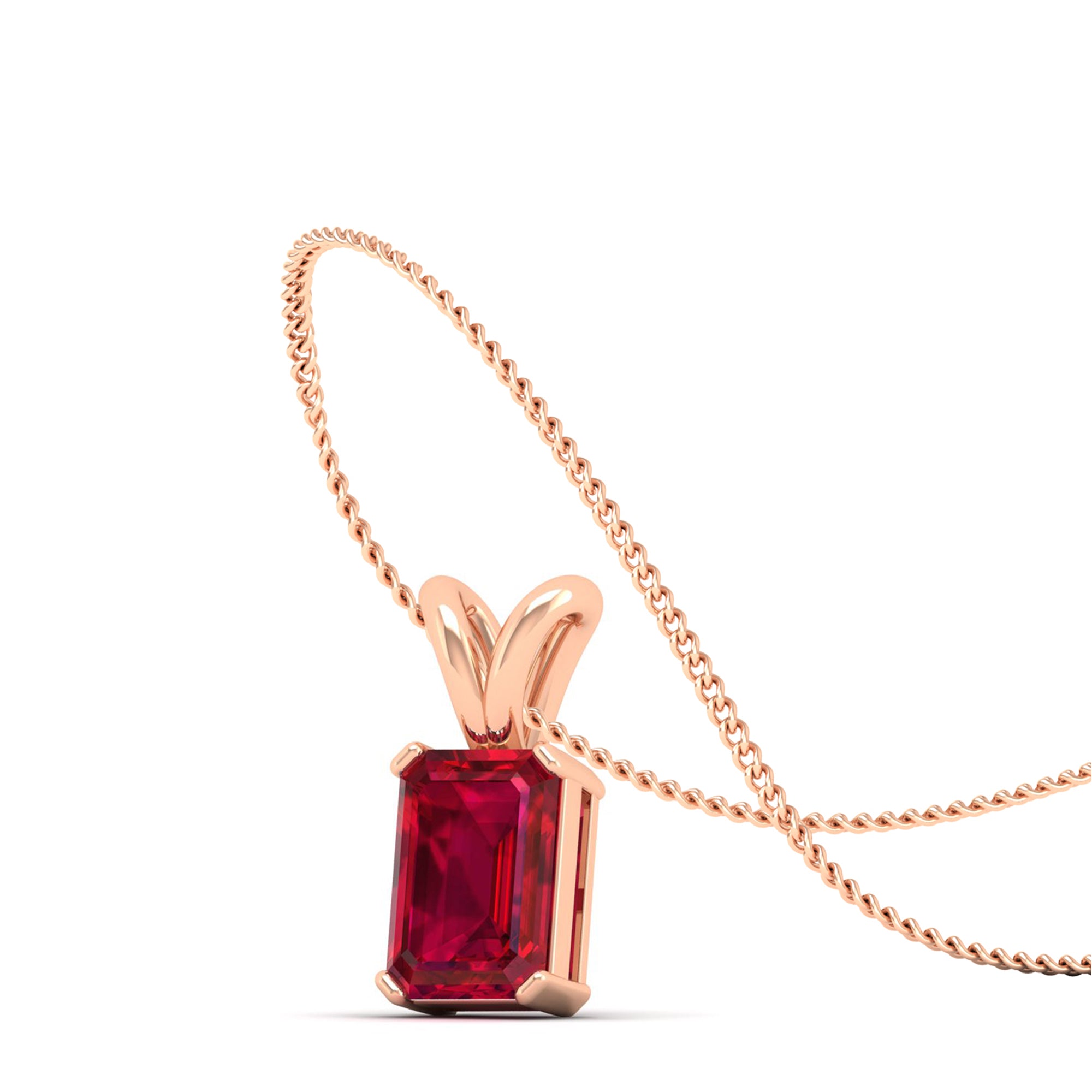 Emerald Cut Ruby Gemstone Pendant 1.50 Carat