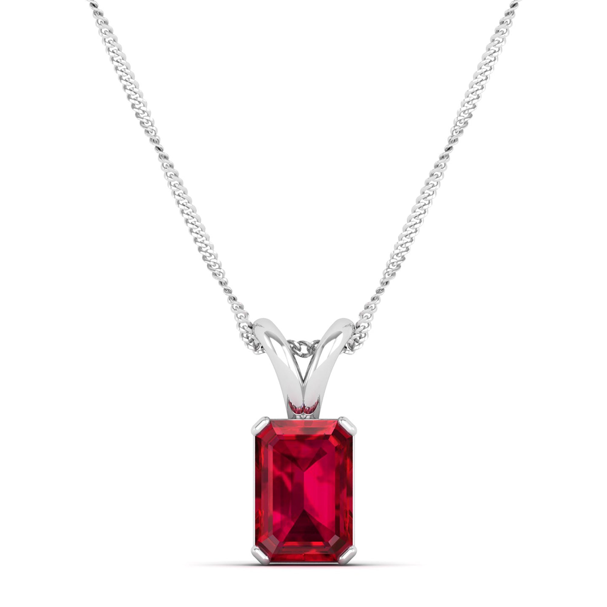 Emerald Cut Ruby Gemstone Pendant 1.50 Carat