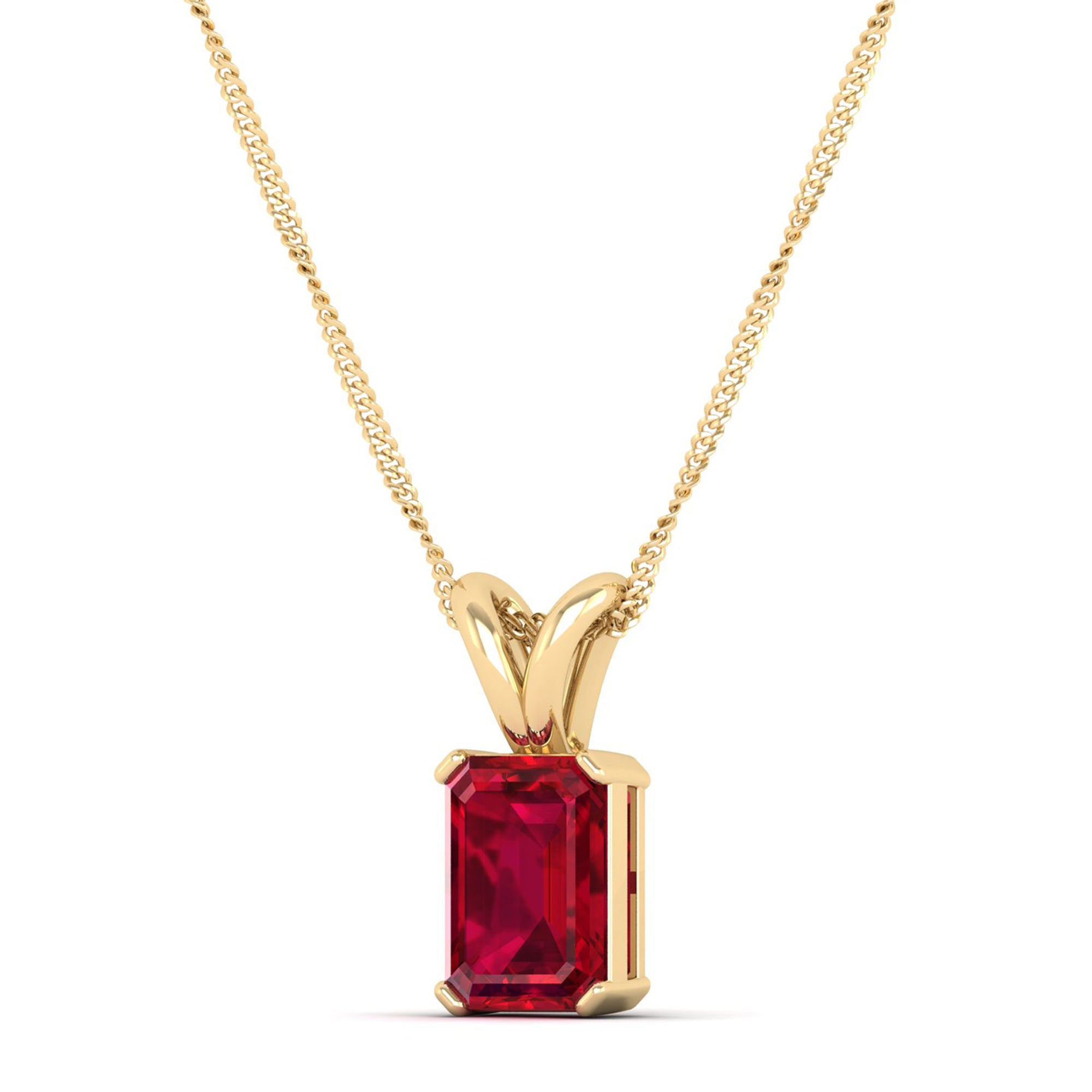 Emerald Cut Ruby Gemstone Pendant 1.50 Carat