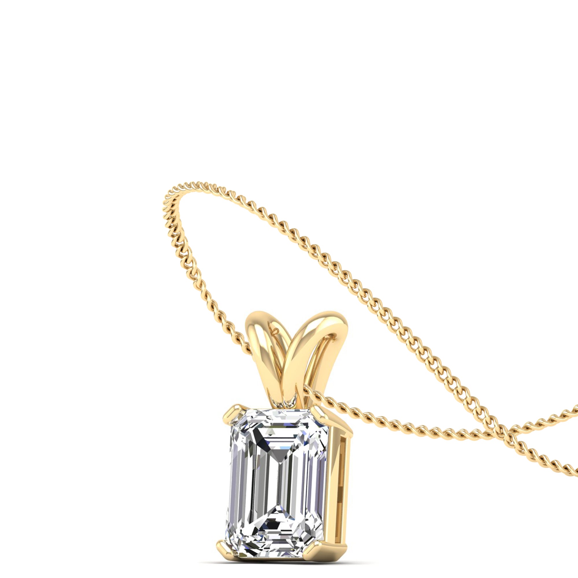 Emerald Cut Lab Grown Diamond Pendant 1.50 Carat