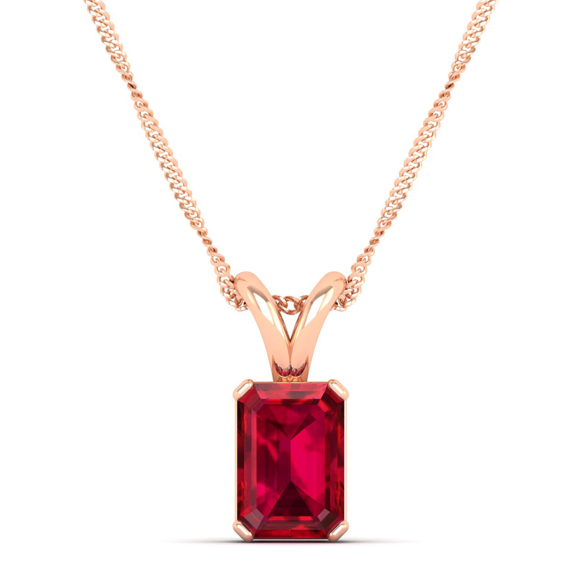 Emerald Cut Ruby Gemstone Pendant 2.0 Carat