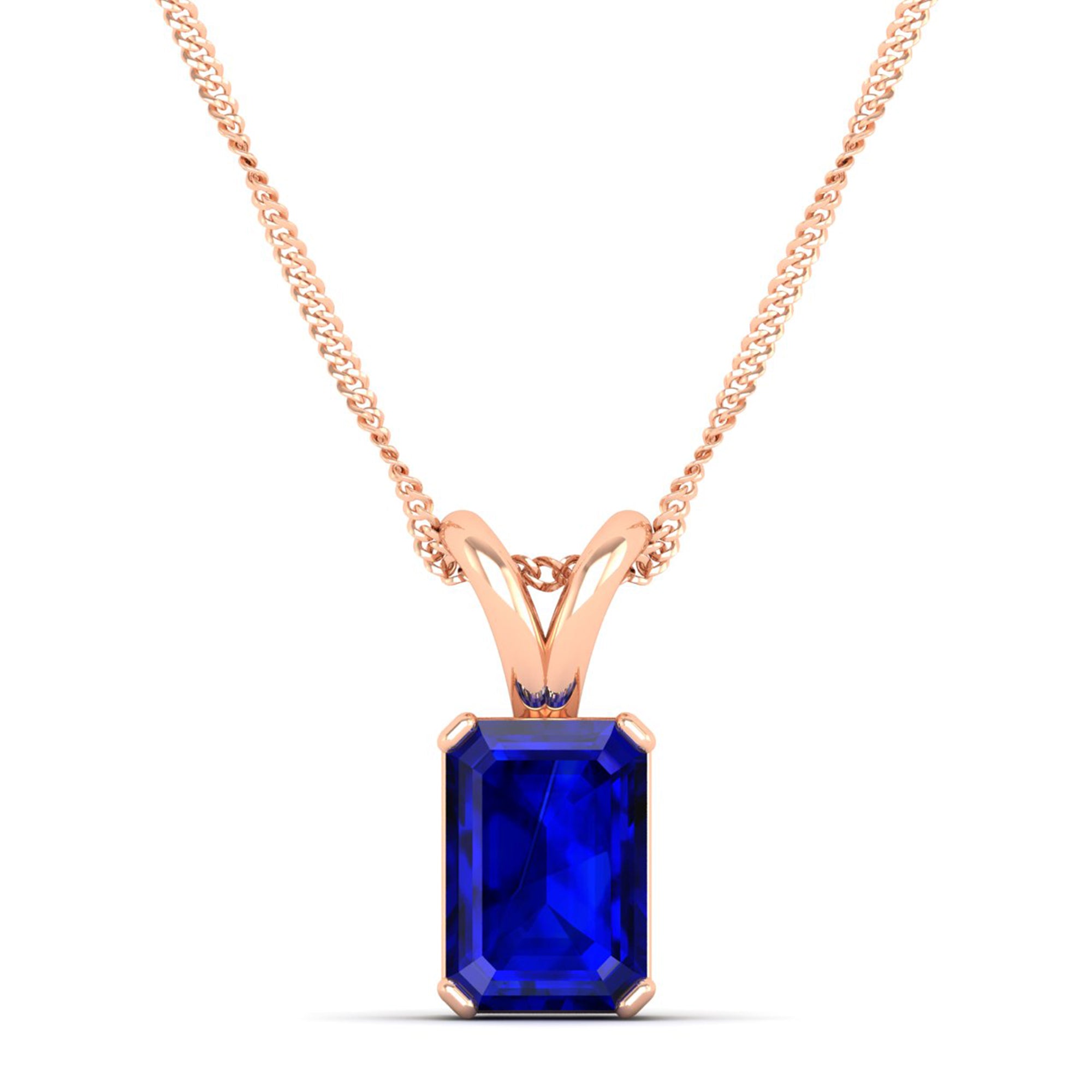Emerald Cut Sapphire Gemstone Pendant 2.0 Carat