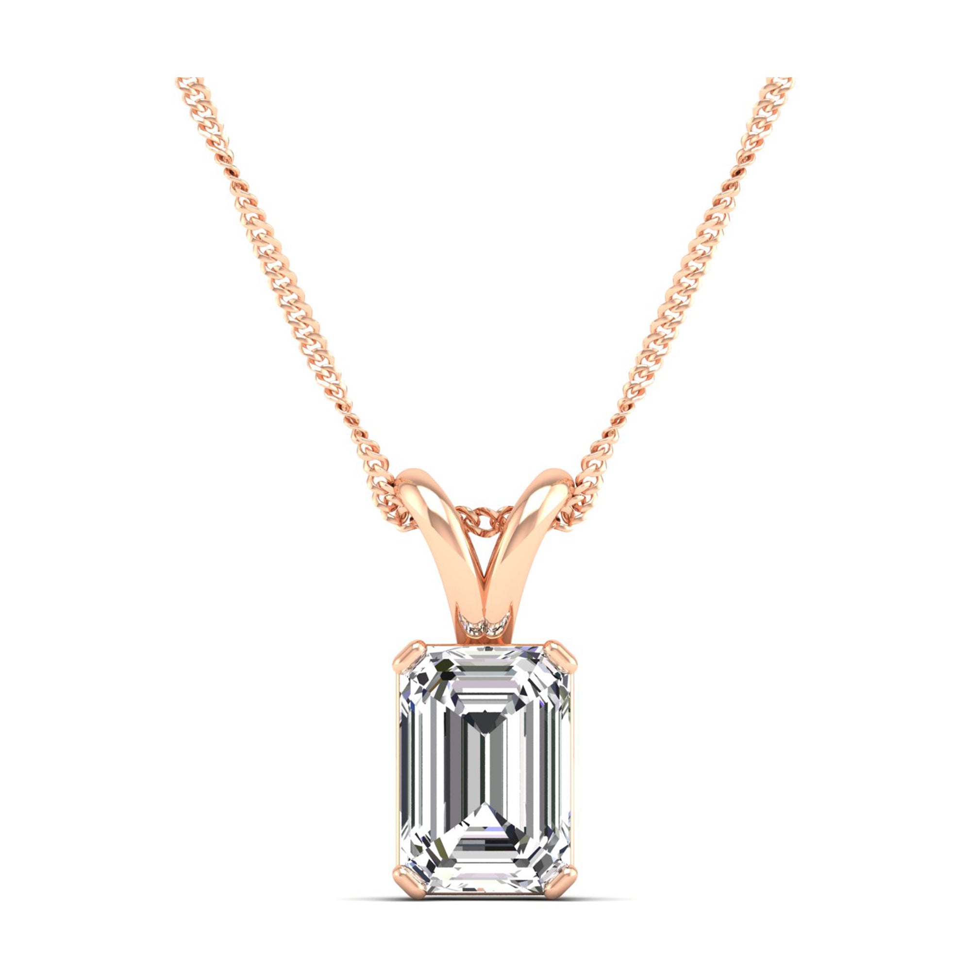 Emerald Cut Lab Grown Diamond Pendant 2.0 Carat