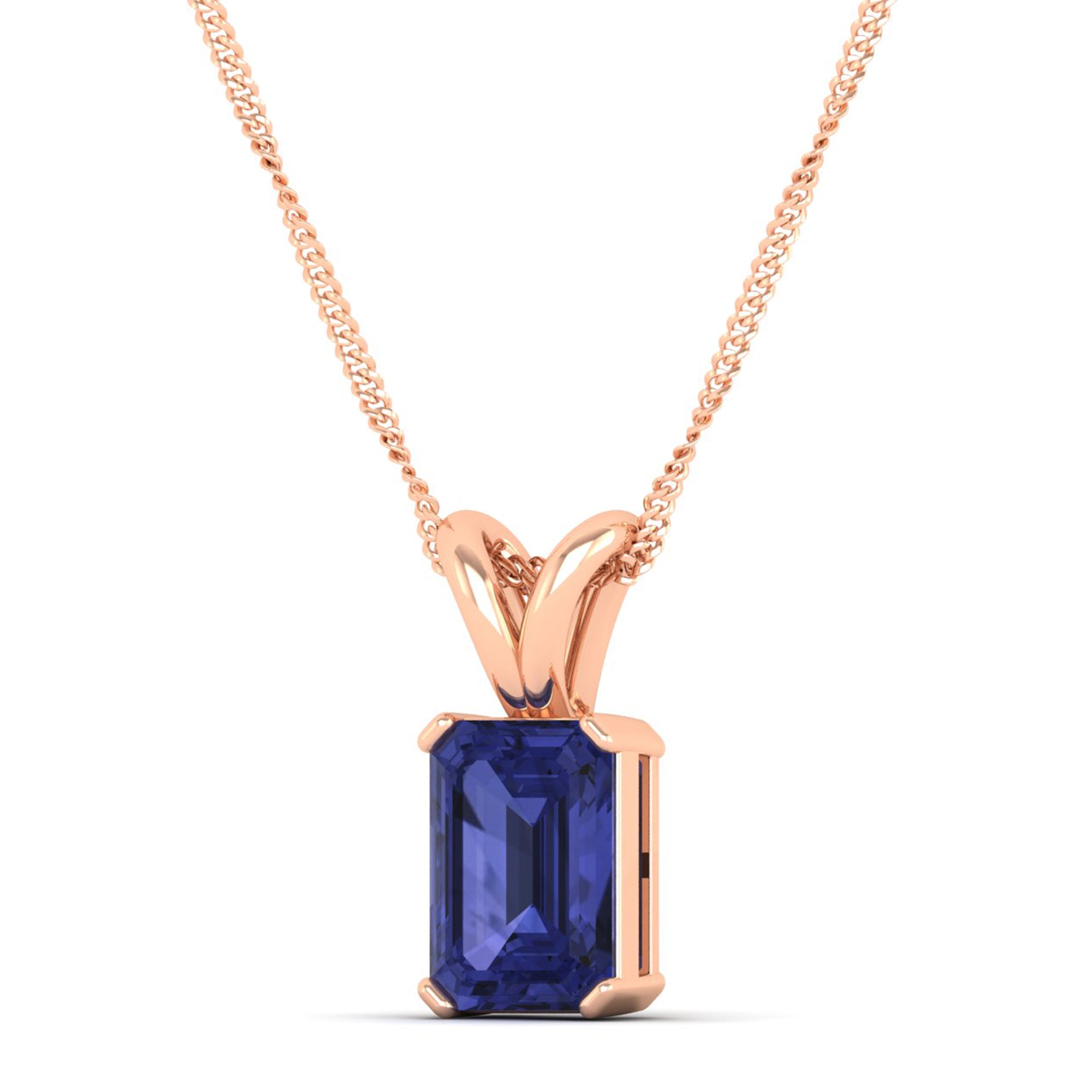 Emerald Cut Tanzanite Gemstone Pendant 2.0 Carat