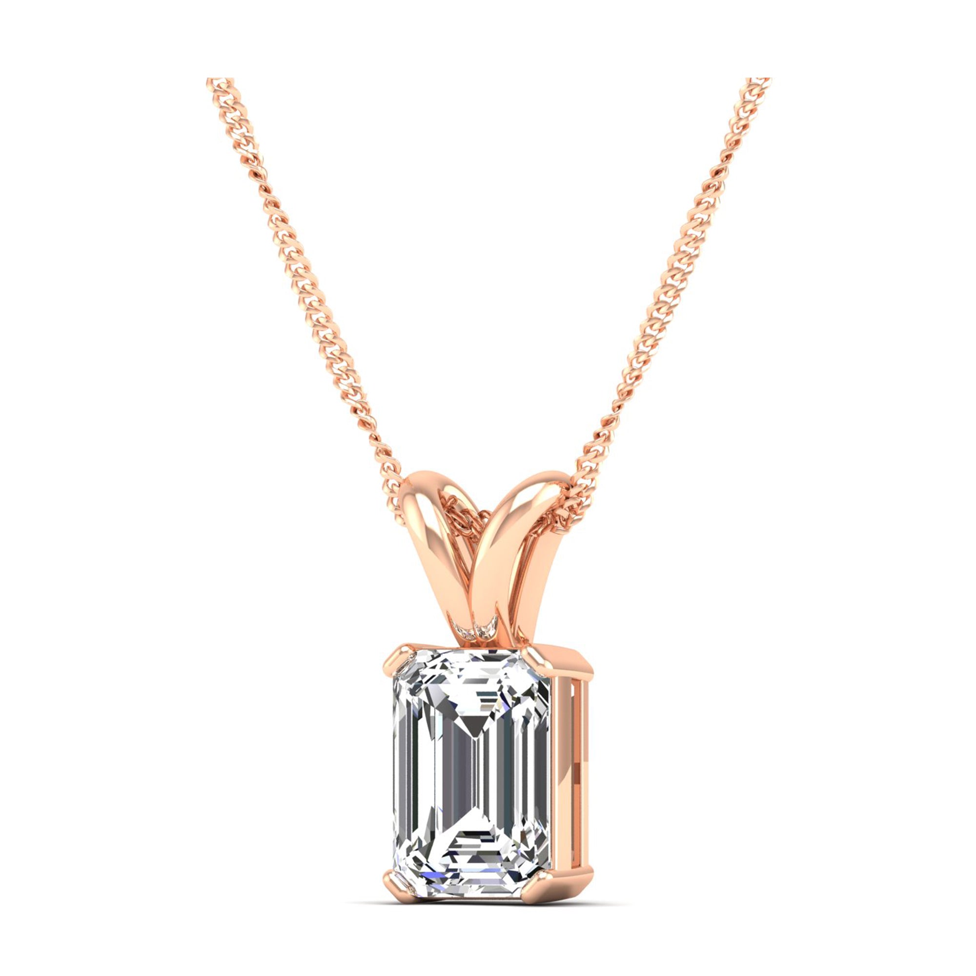 Emerald Cut Lab Grown Diamond Pendant 2.0 Carat