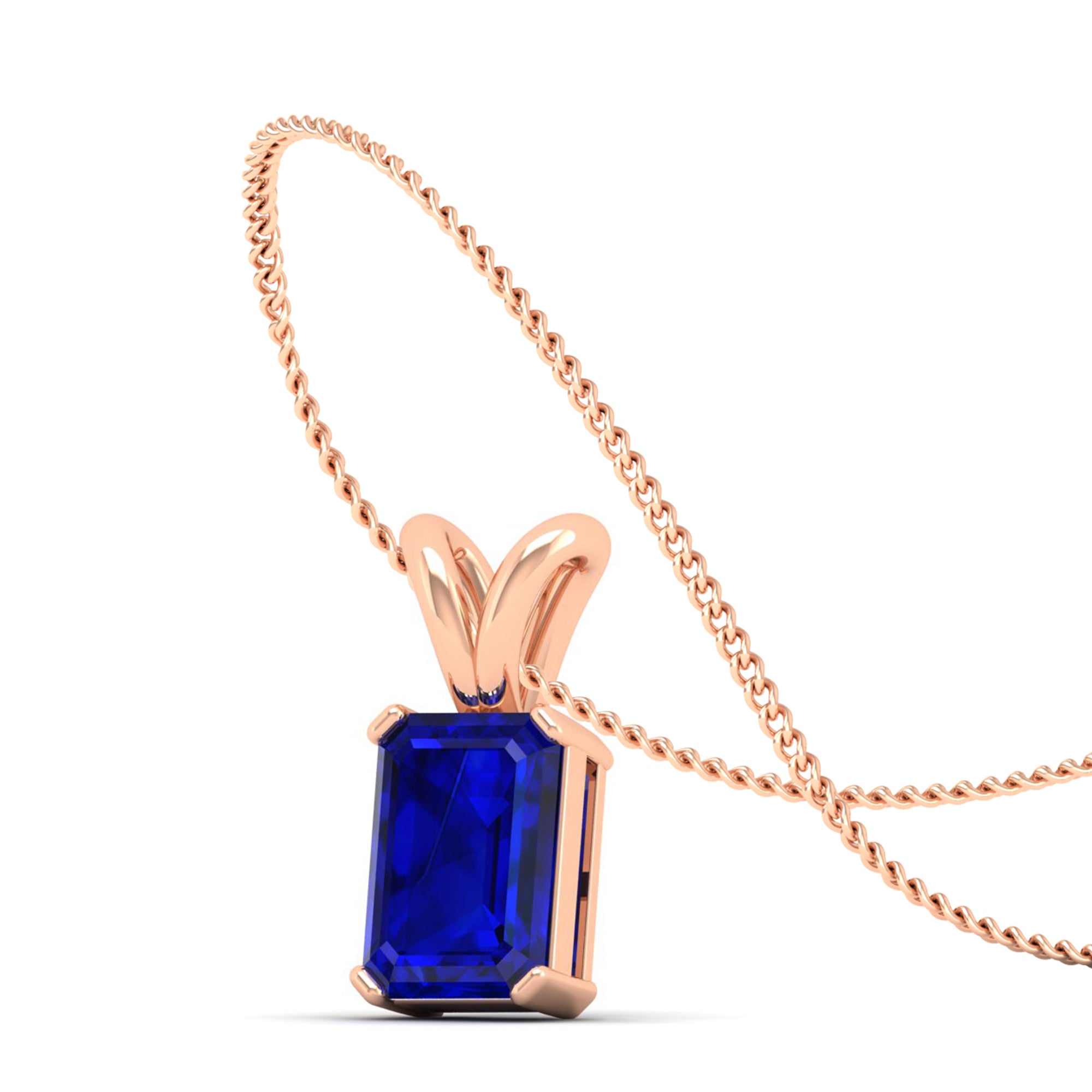 Emerald Cut Sapphire Gemstone Pendant 2.0 Carat