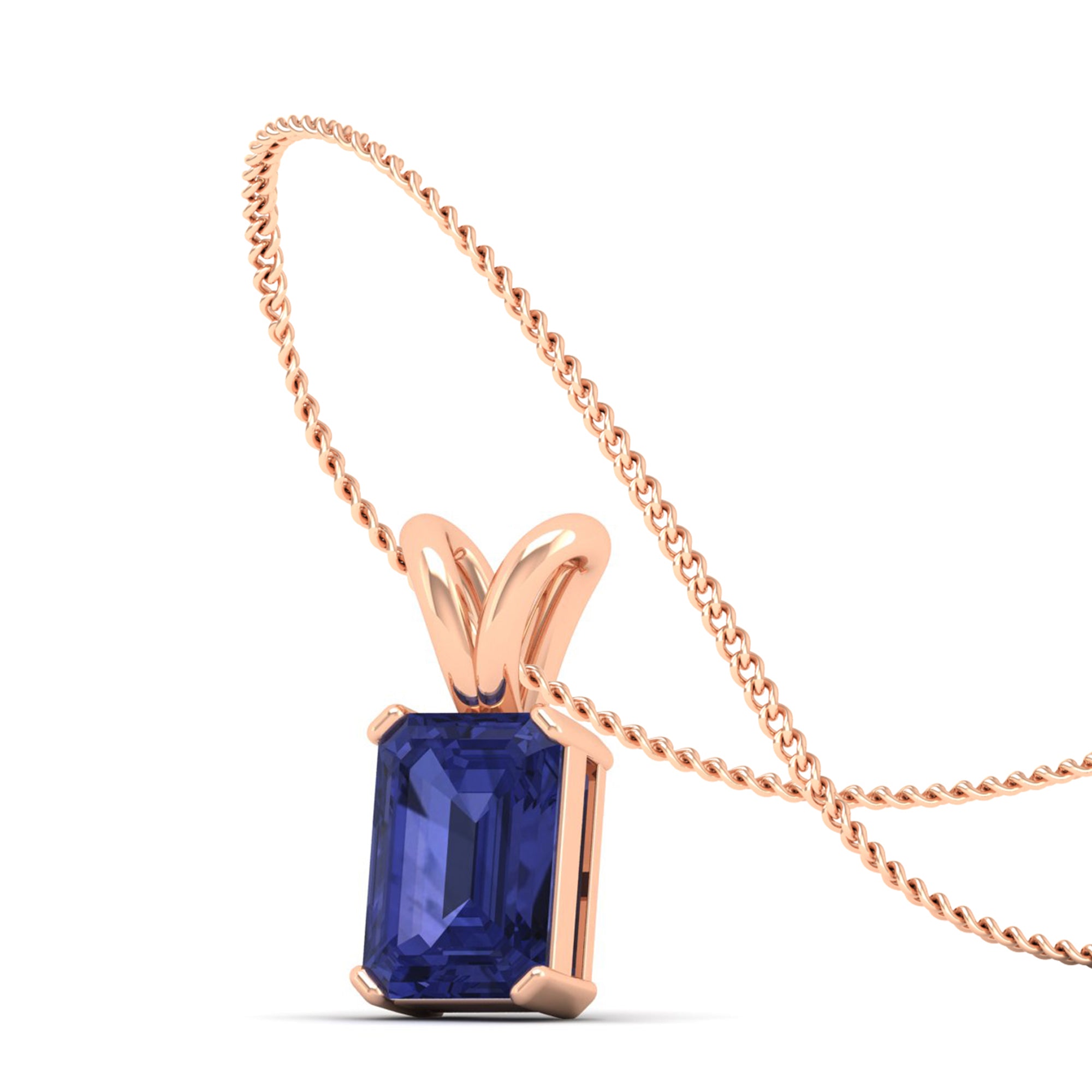 Emerald Cut Tanzanite Gemstone Pendant 2.0 Carat