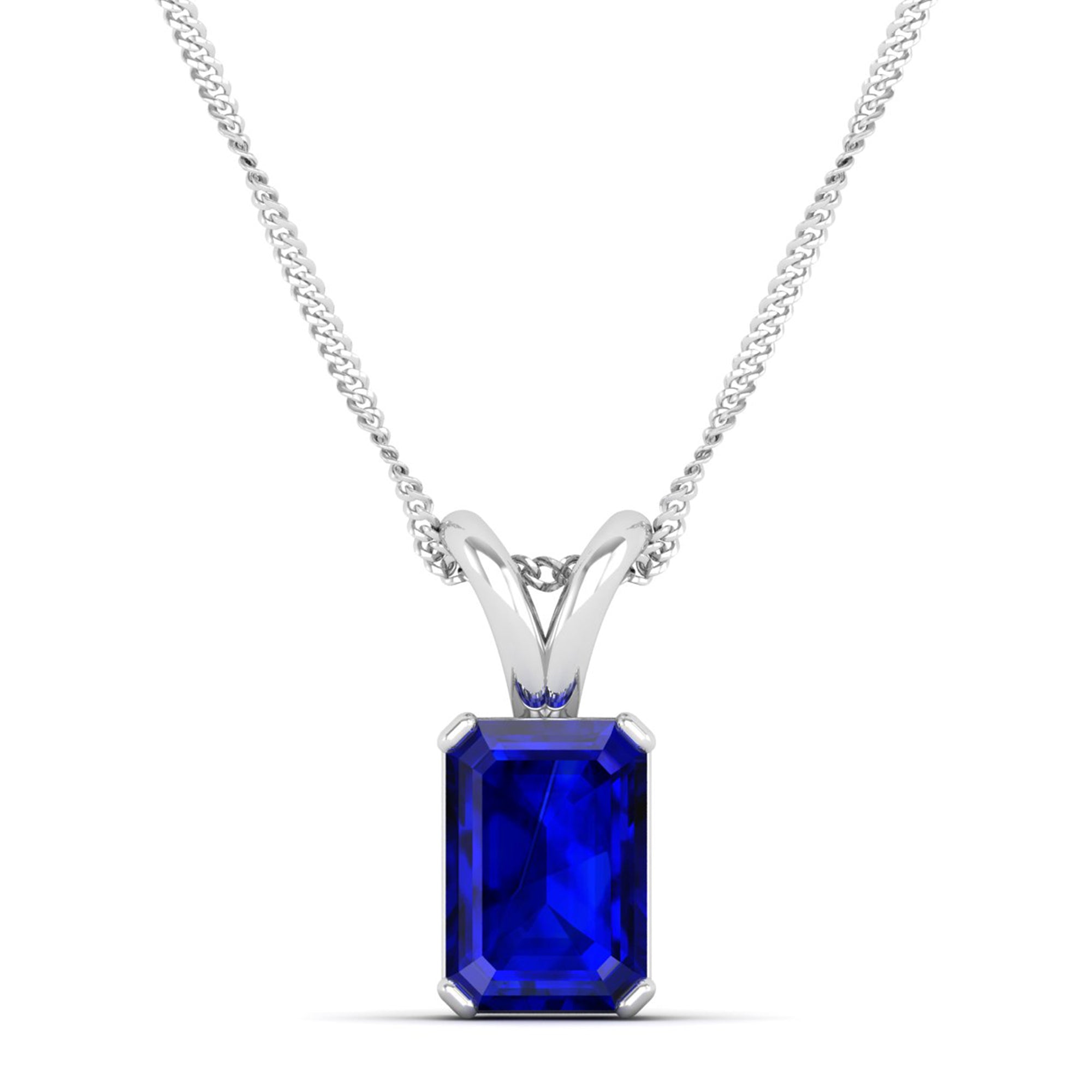 Emerald Cut Sapphire Gemstone Pendant 2.0 Carat