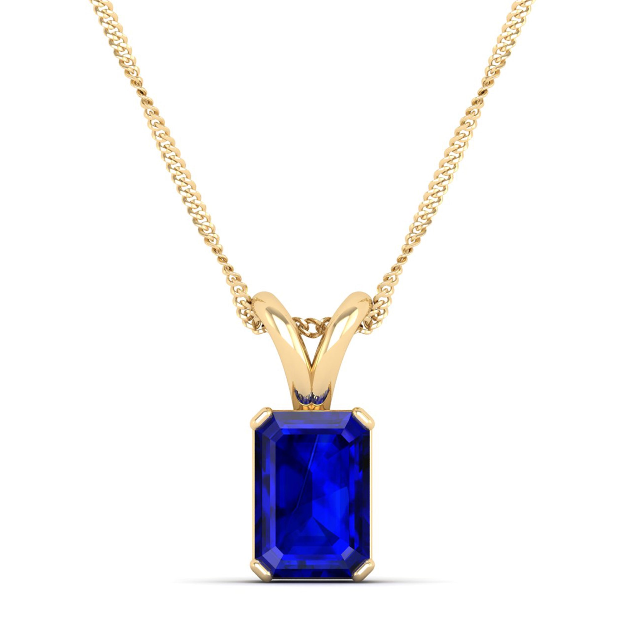 Emerald Cut Sapphire Gemstone Pendant 2.0 Carat