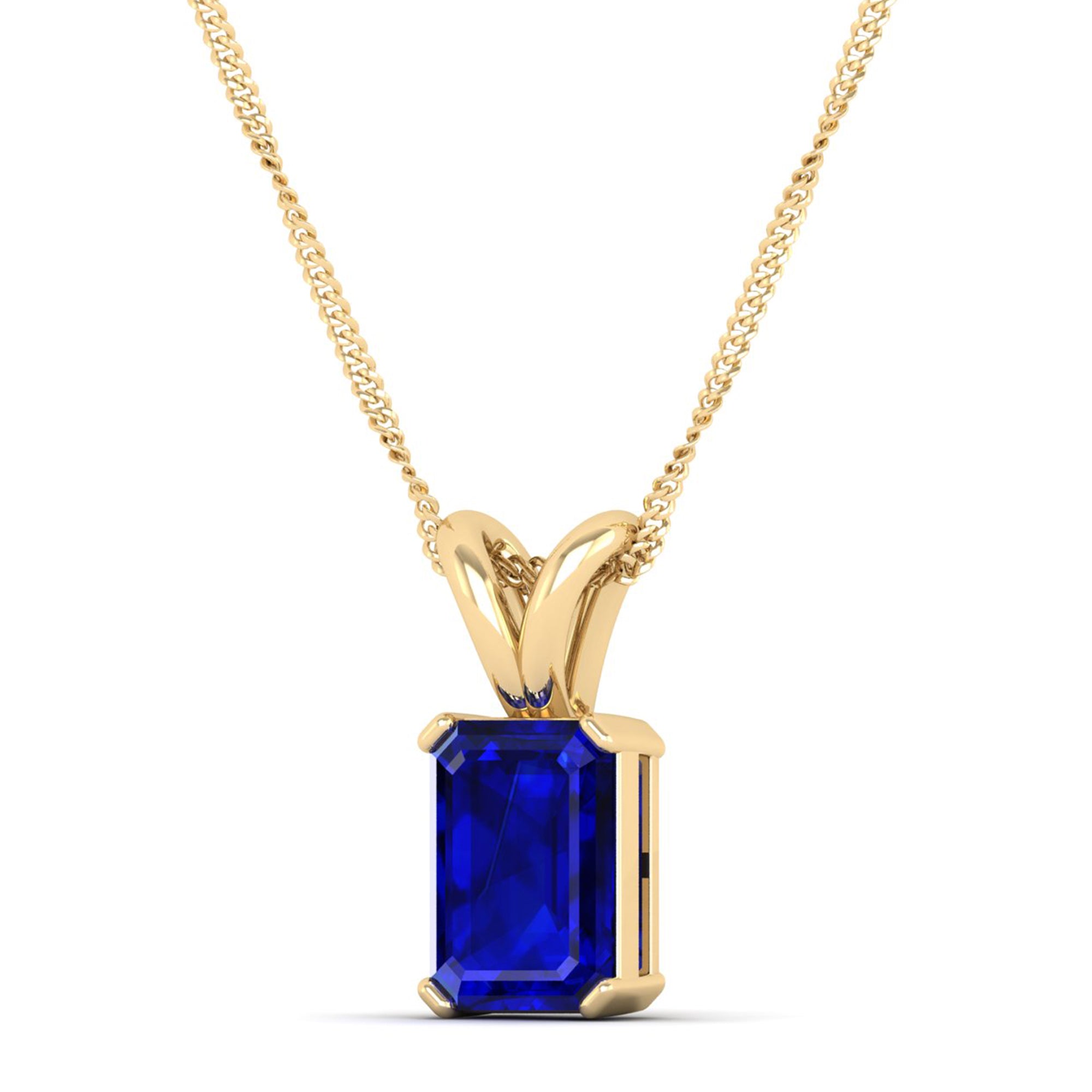 Emerald Cut Sapphire Gemstone Pendant 2.0 Carat