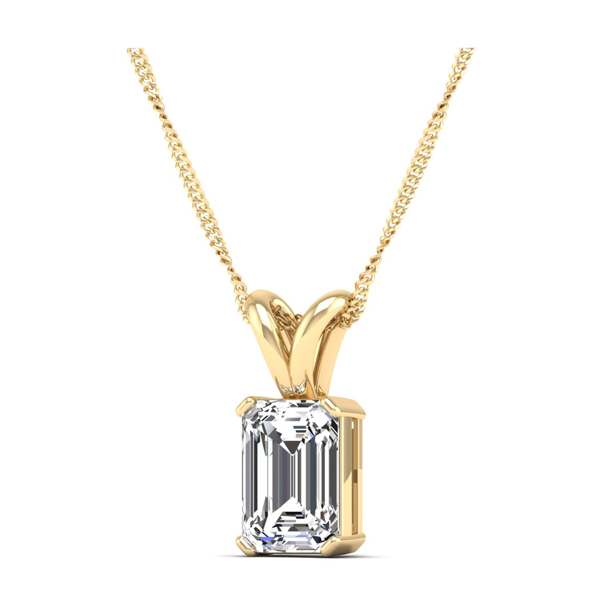 Emerald Cut Lab Grown Diamond Pendant 2.0 Carat