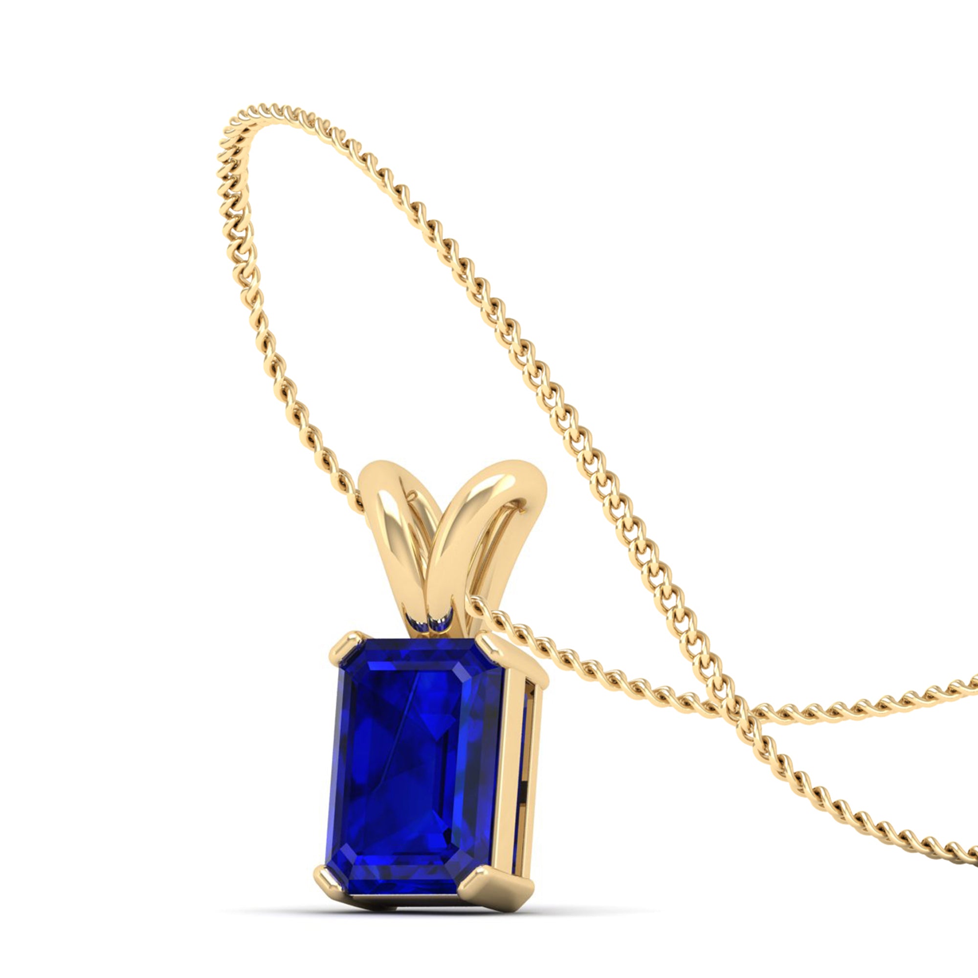 Emerald Cut Sapphire Gemstone Pendant 2.0 Carat