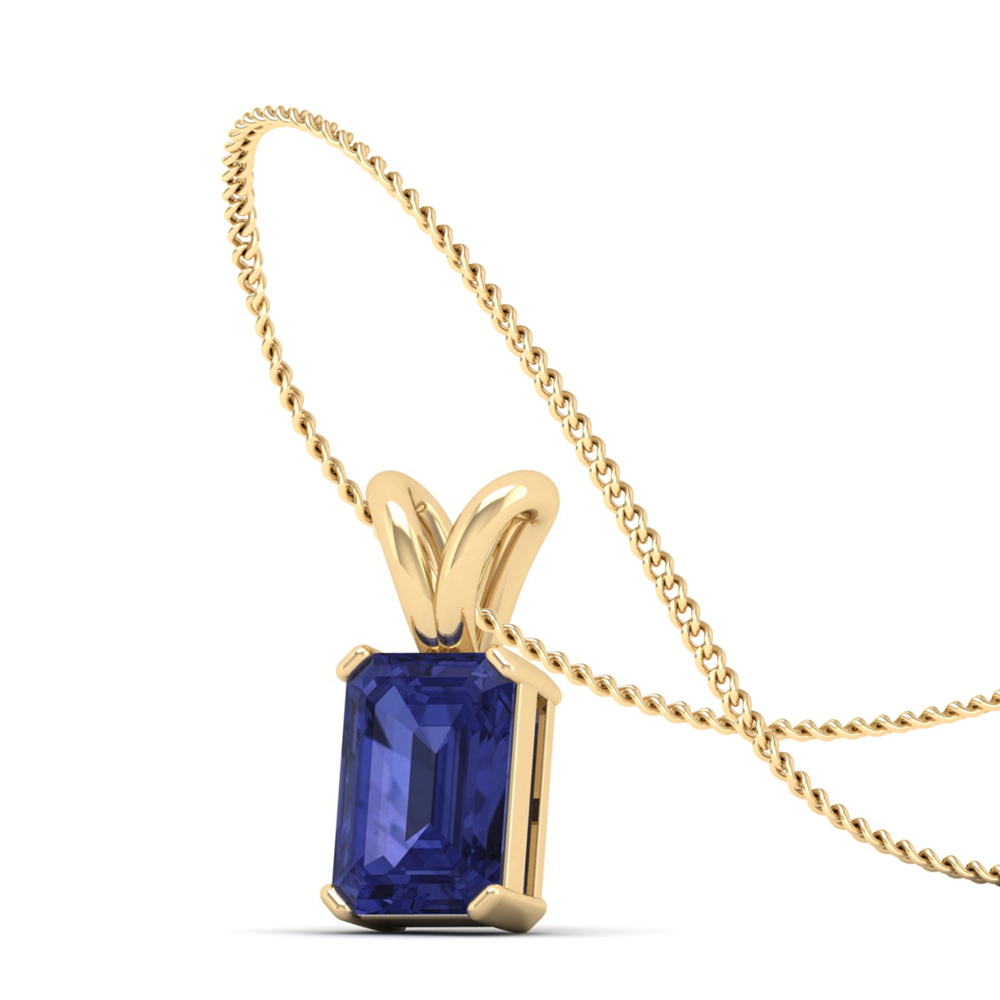 Emerald Cut Tanzanite Gemstone Pendant 2.0 Carat