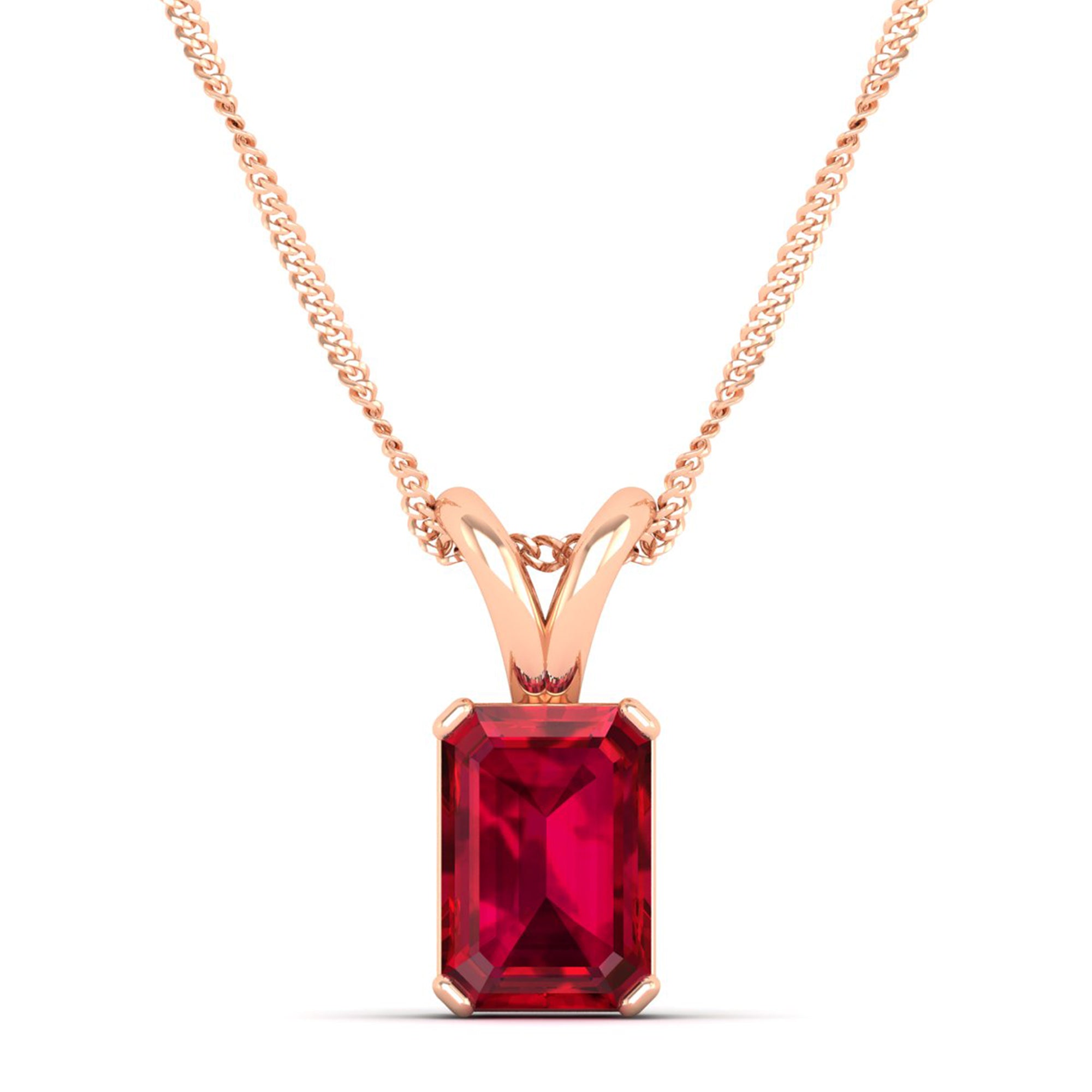 Emerald Cut Ruby Gemstone Pendant 2.50 Carat