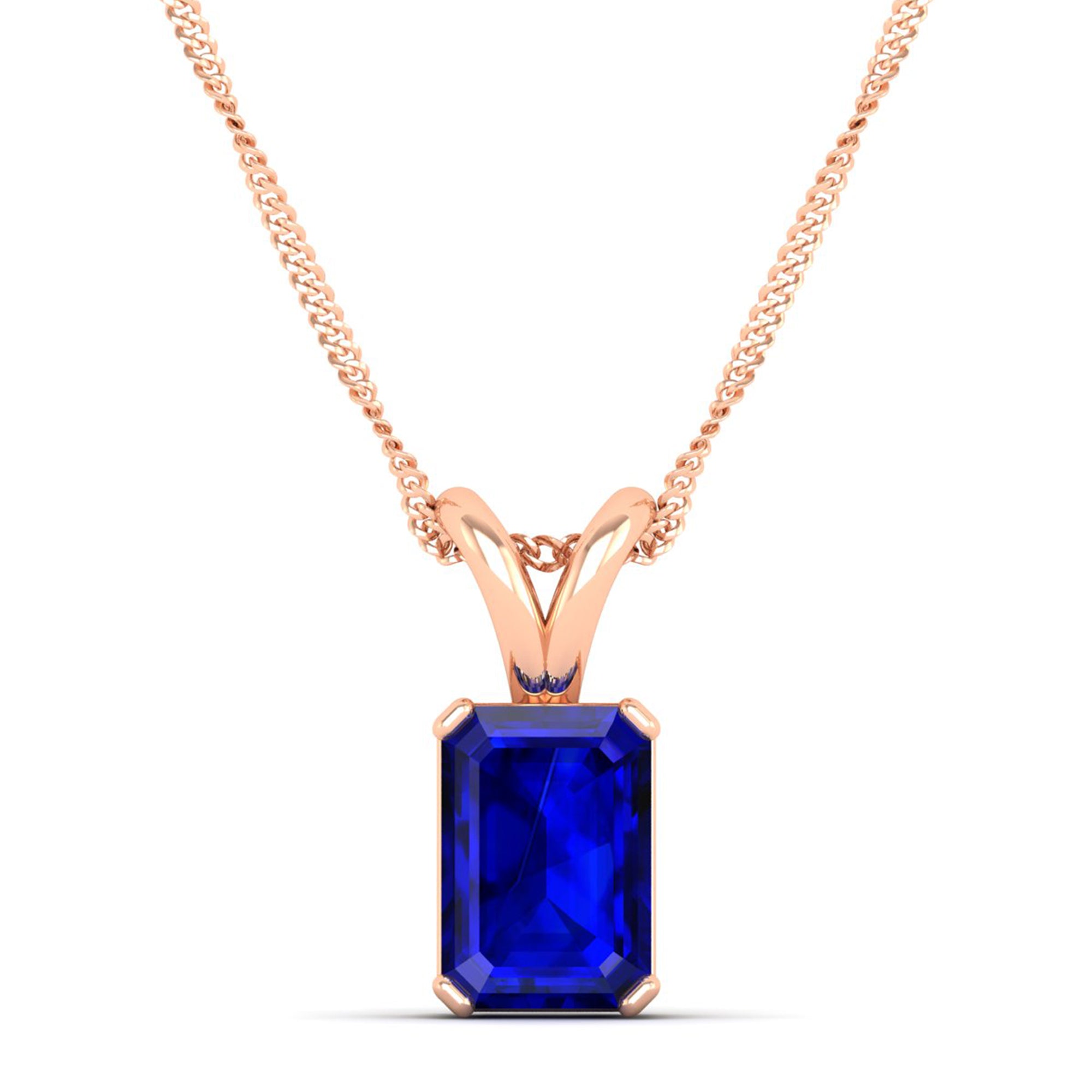 Emerald Cut Sapphire Gemstone Pendant 2.50 Carat