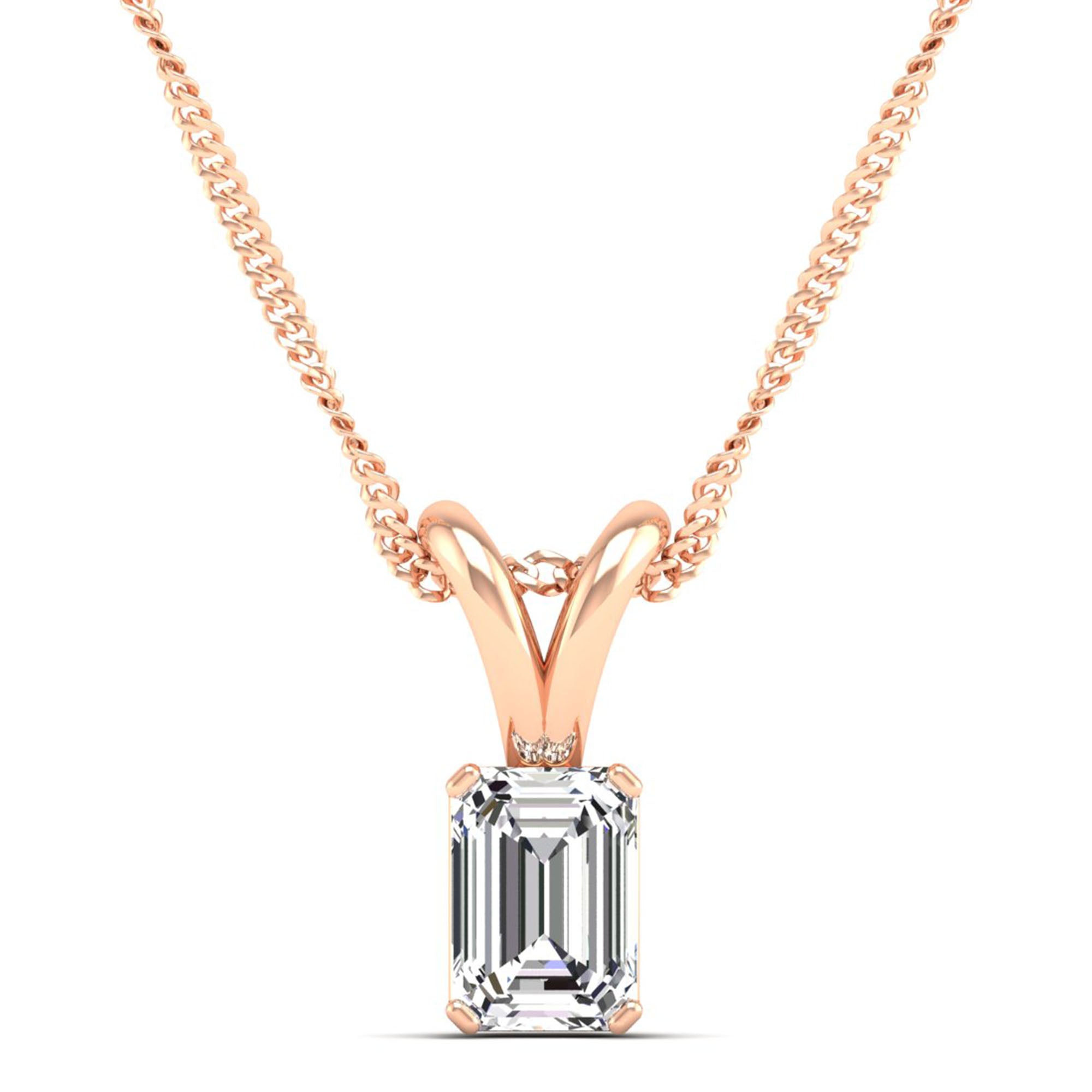 Emerald Cut Lab Grown Diamond Pendant 2.50 Carat