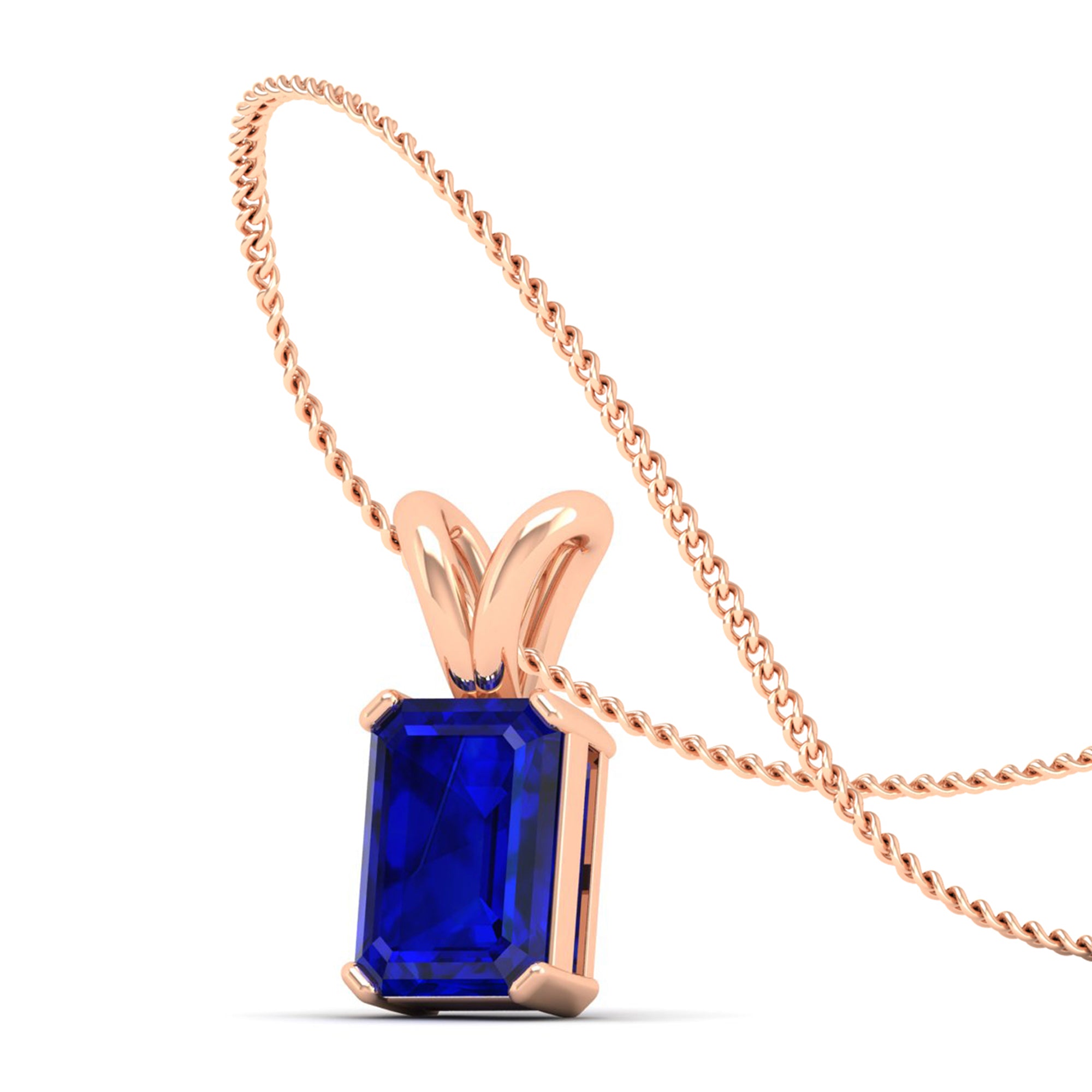 Emerald Cut Sapphire Gemstone Pendant 2.50 Carat