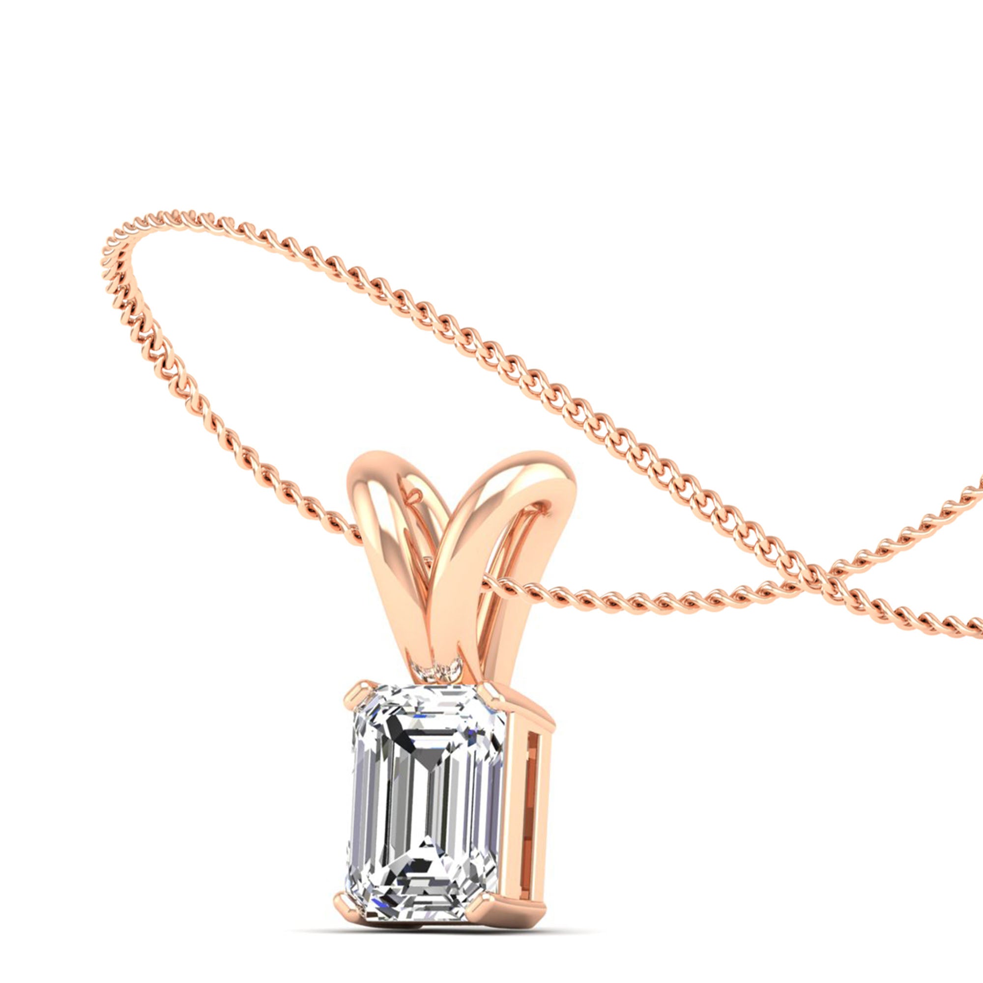 Emerald Cut Lab Grown Diamond Pendant 2.50 Carat