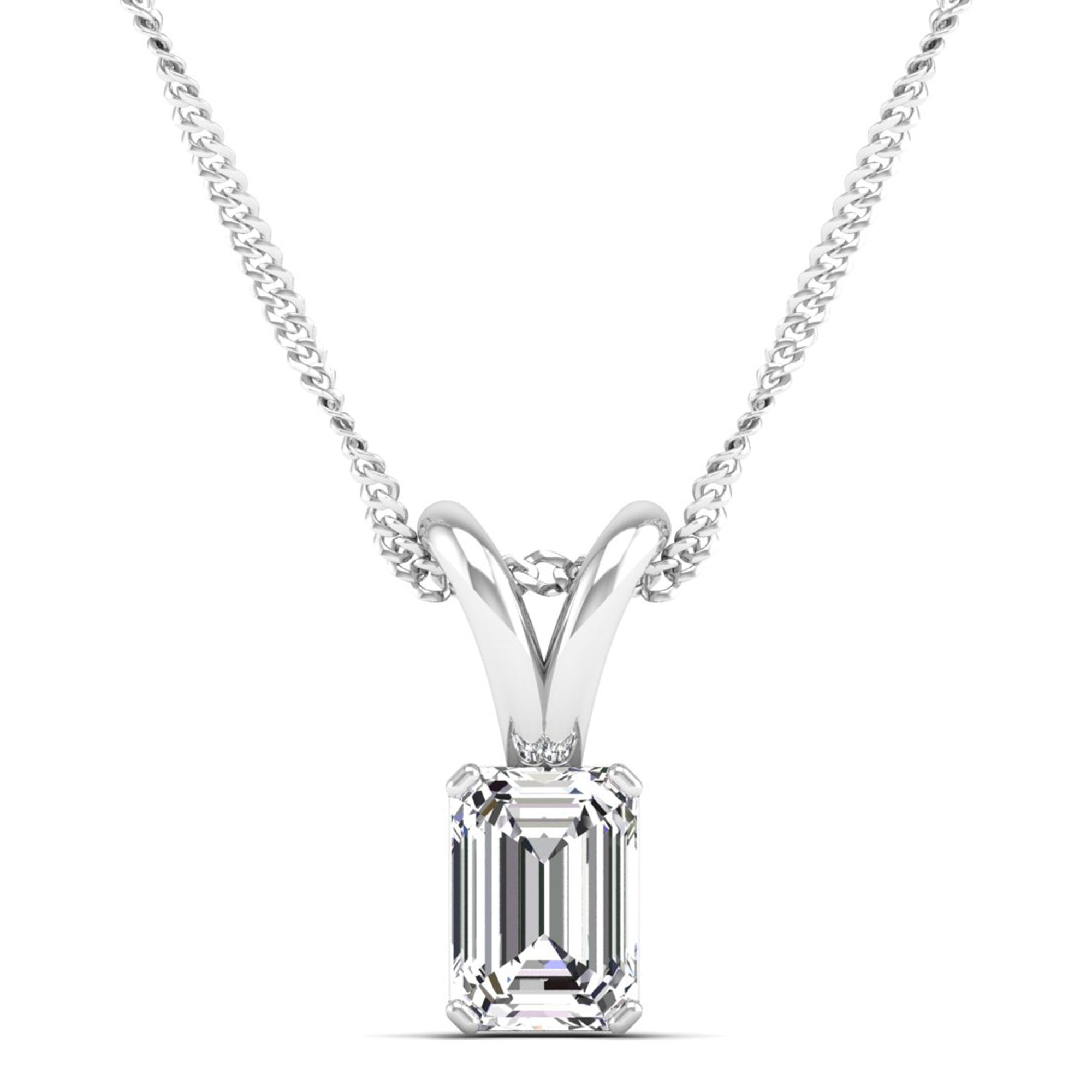 Emerald Cut Lab Grown Diamond Pendant 2.50 Carat
