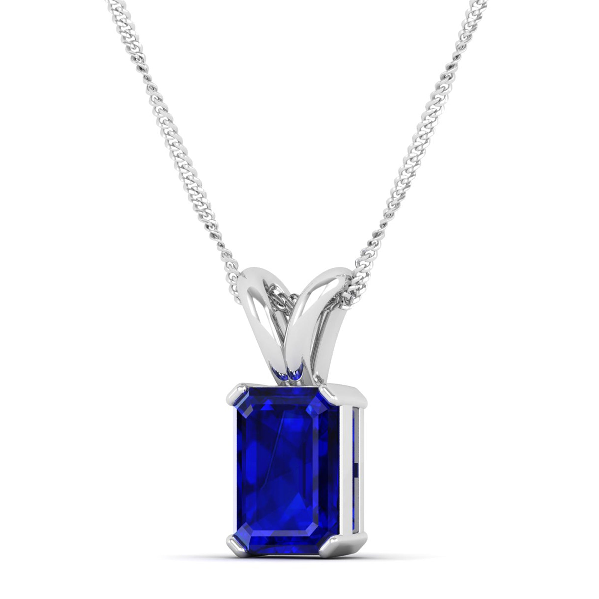Emerald Cut Sapphire Gemstone Pendant 2.50 Carat