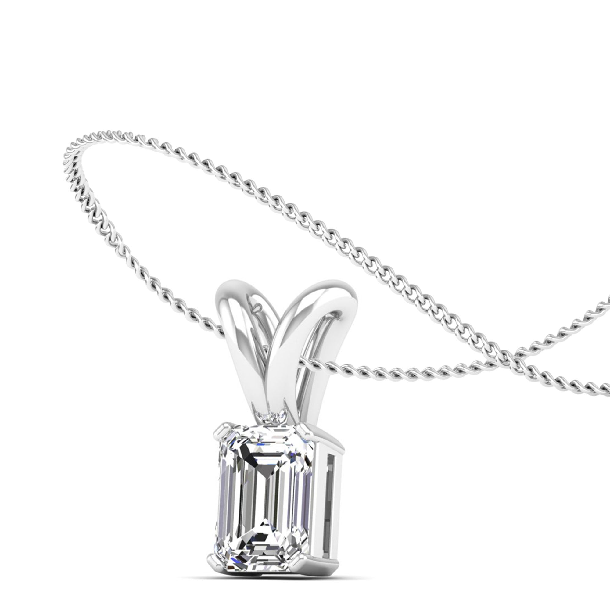 Emerald Cut Lab Grown Diamond Pendant 2.50 Carat