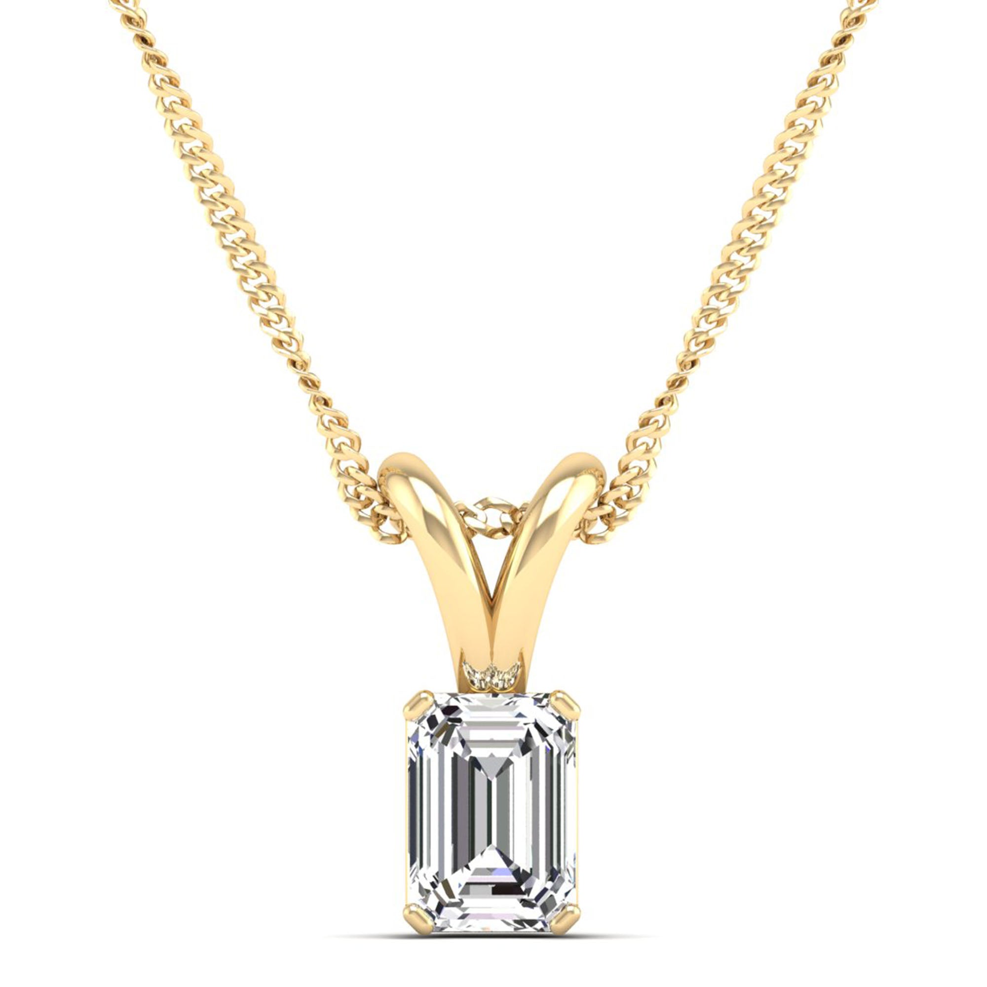 Emerald Cut Lab Grown Diamond Pendant 2.50 Carat