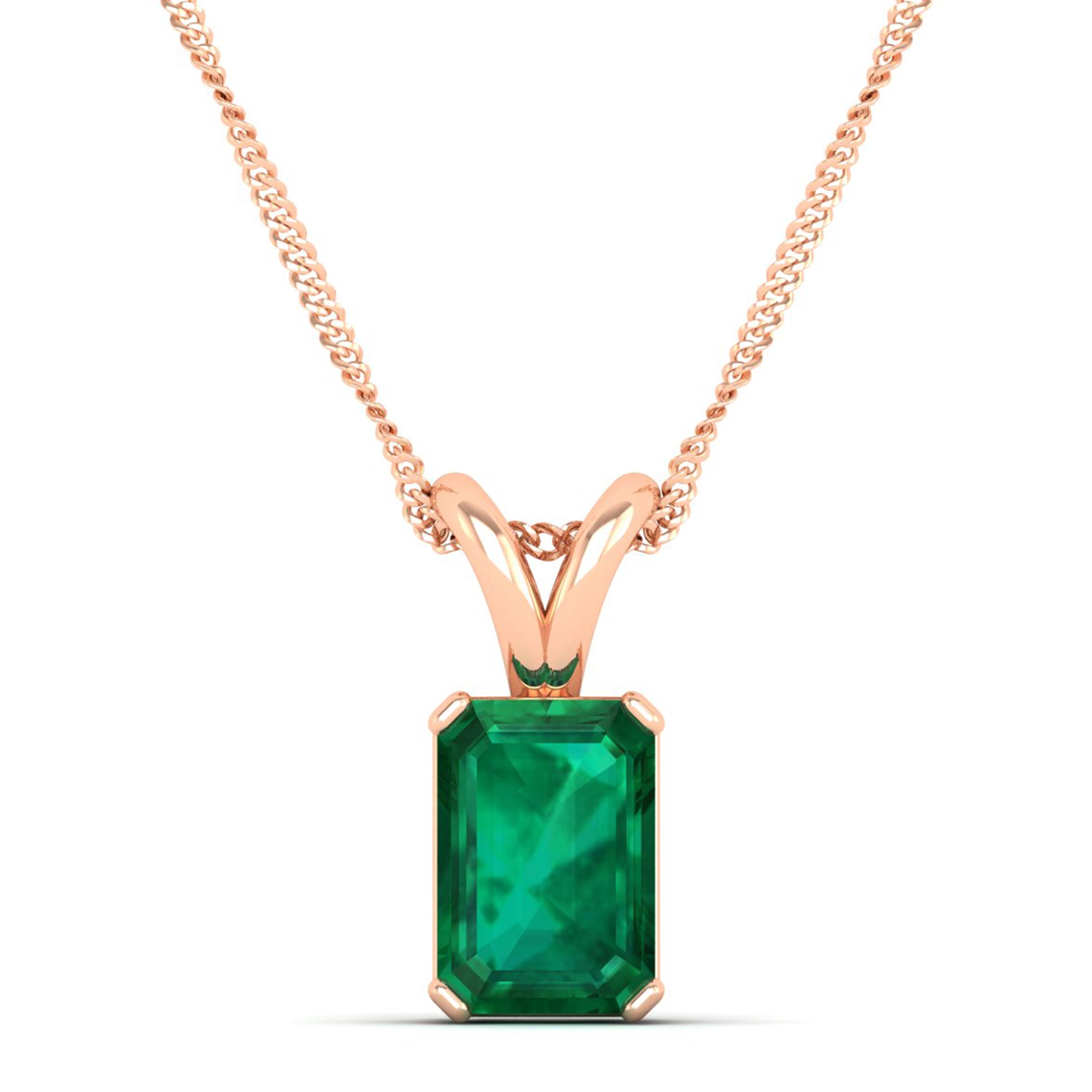 Emerald Cut Emerald Gemstone Pendant 3.0 Carat